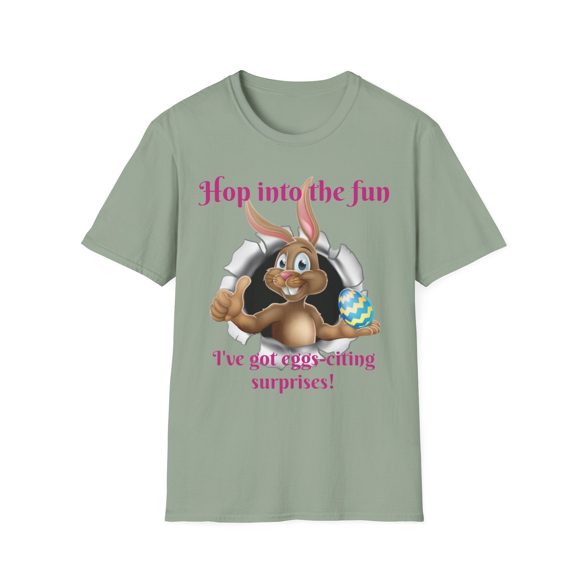 Hop Into The Fun I've Got Eggs-citing Surprises Bunny Unisex Softstyle T-Shirt
