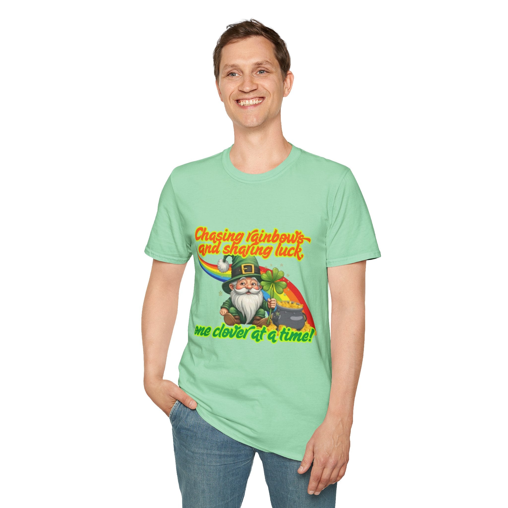 Chasing Rainbows And Sharing Luck, One Clover At A Time! Unisex Softstyle T-Shirt
