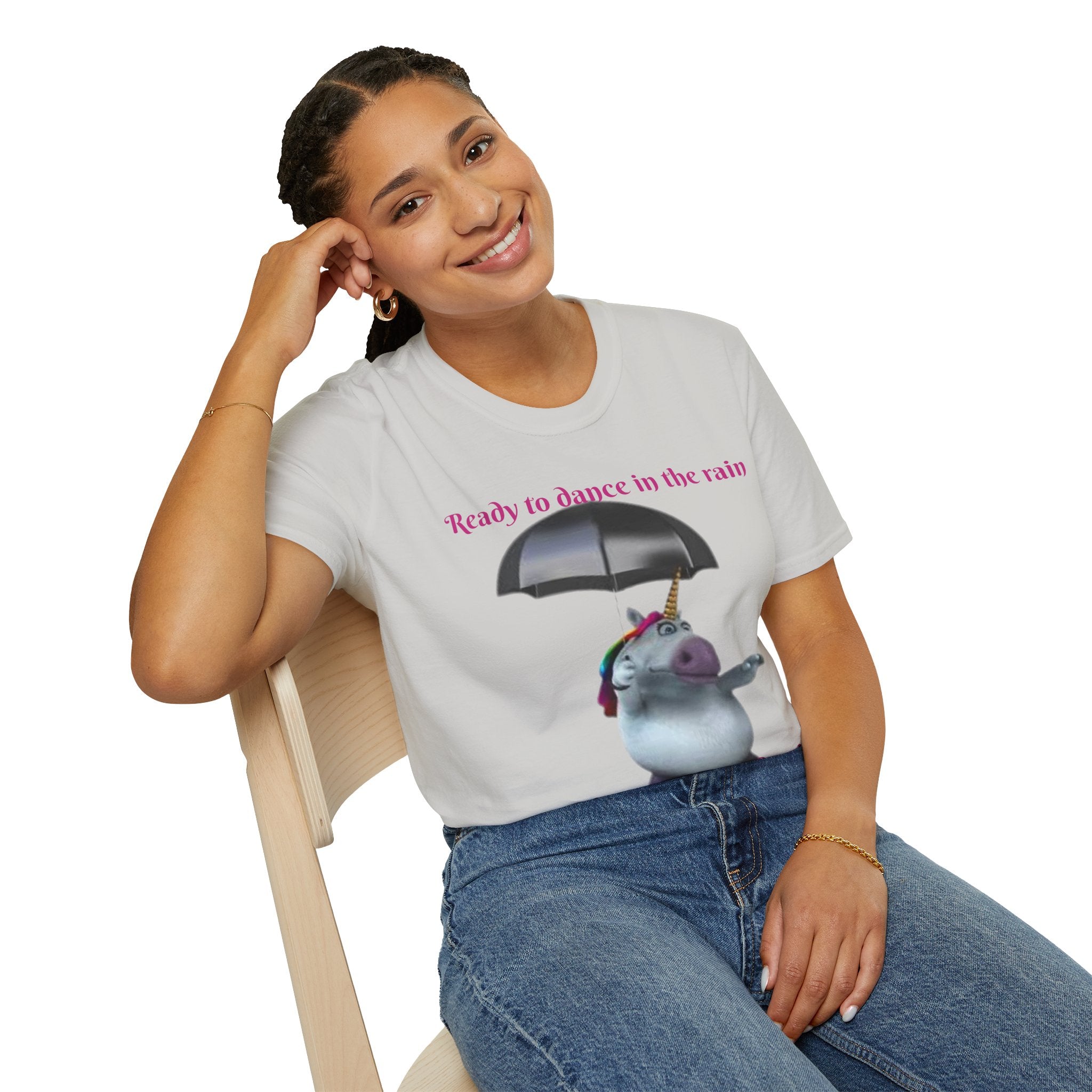 Ready to Dance In The Rain With A Splash Of Style Unicorn Unisex Softstyle T-Shirt