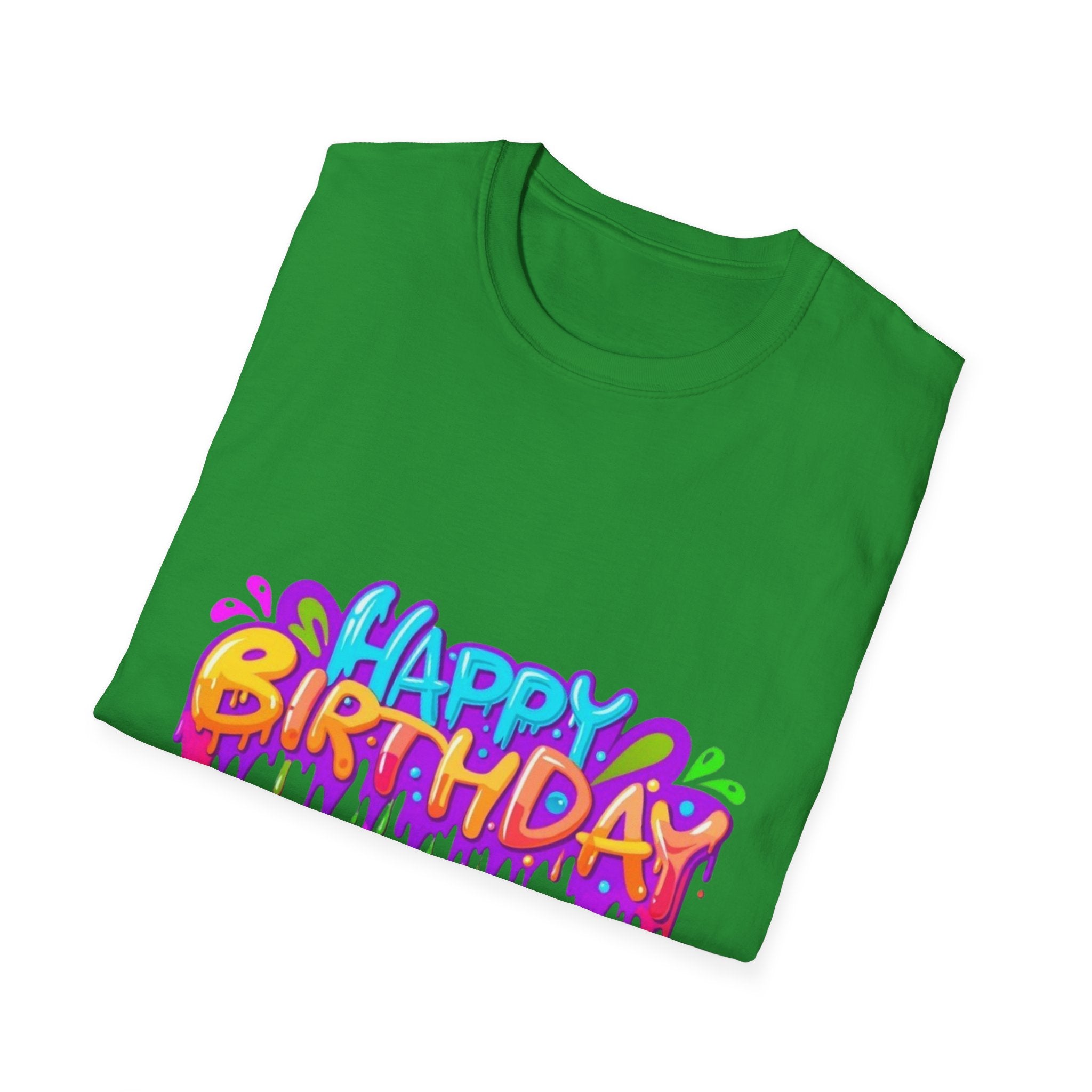 Happy Birthday Unisex Softstyle Short Sleeve T-Shirt Personalize It!