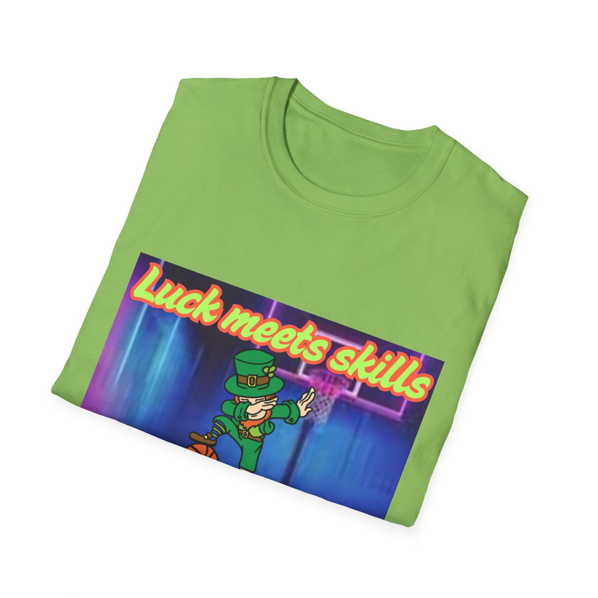 Luck Meets Skills Dabbing Into A Slam Dunk! Unisex Softstyle T-Shirt