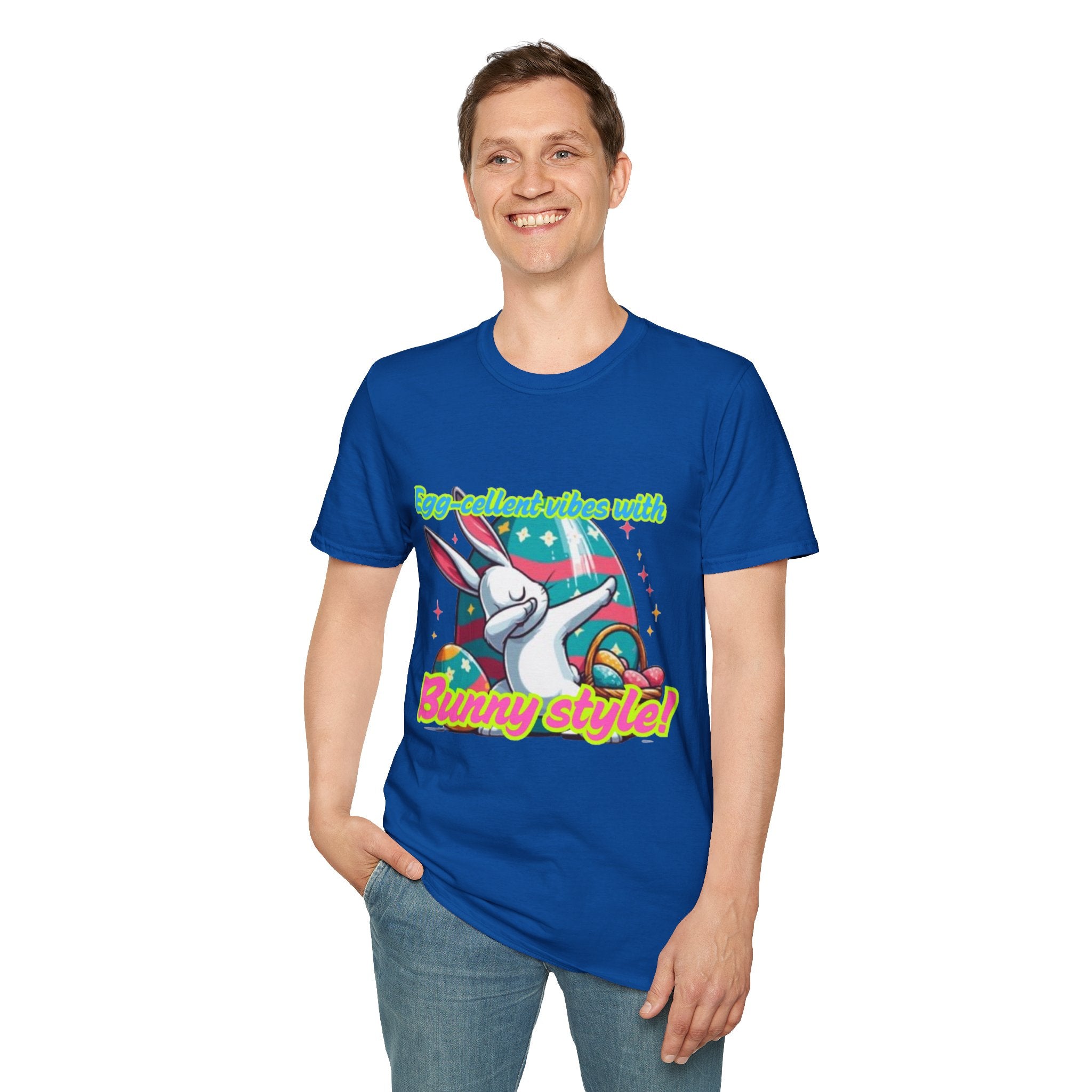 Egg-cellent Vibes With Bunny Style Unisex Softstyle T-Shirt