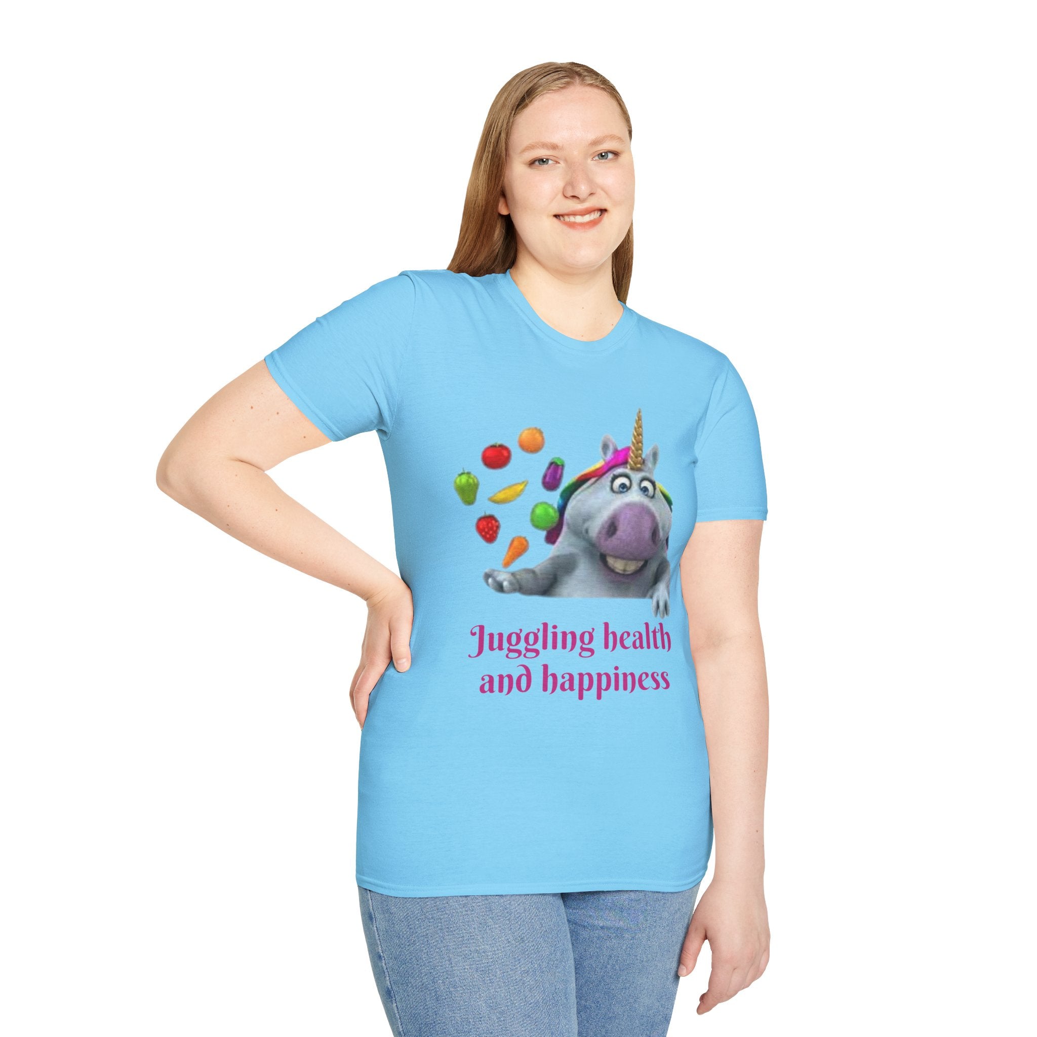 Juggling Health And Happiness Unicorn Unisex Softstyle T-Shirt