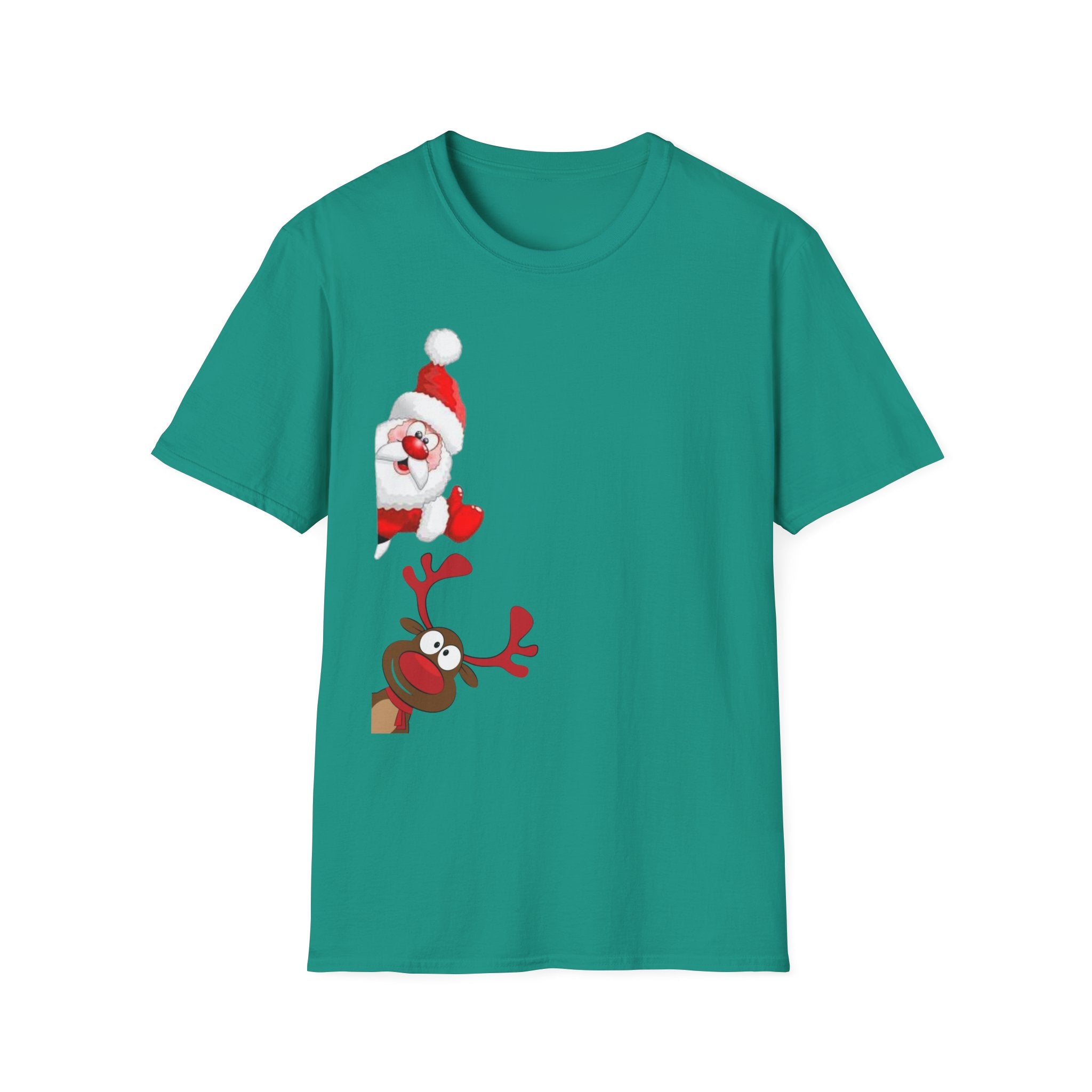 Christmas Santa and Reindeer Unisex Softstyle T-Shirt