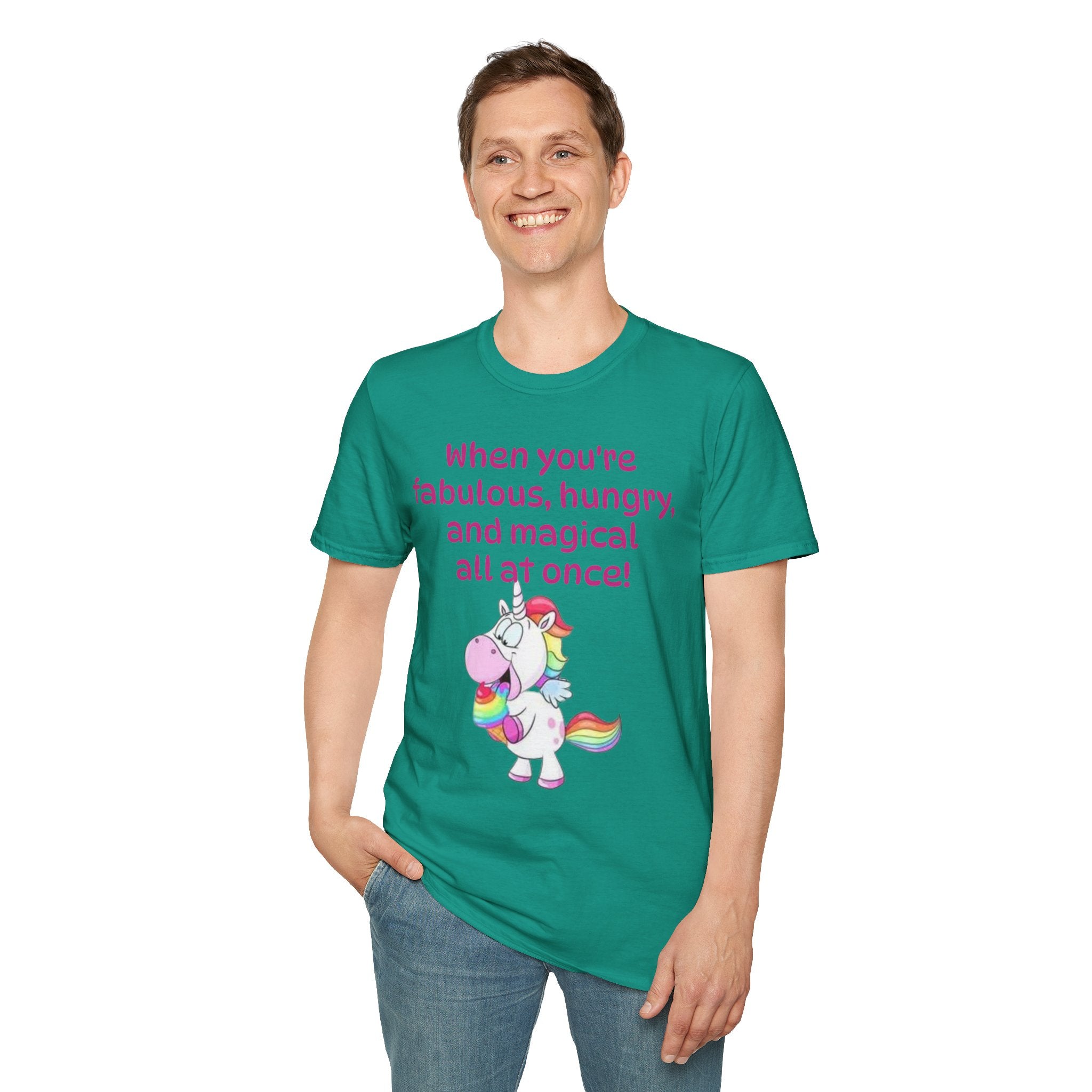When You're Fabulous, Hungry, And Magical All At Once! Unicorn Unisex Softstyle T-Shirt