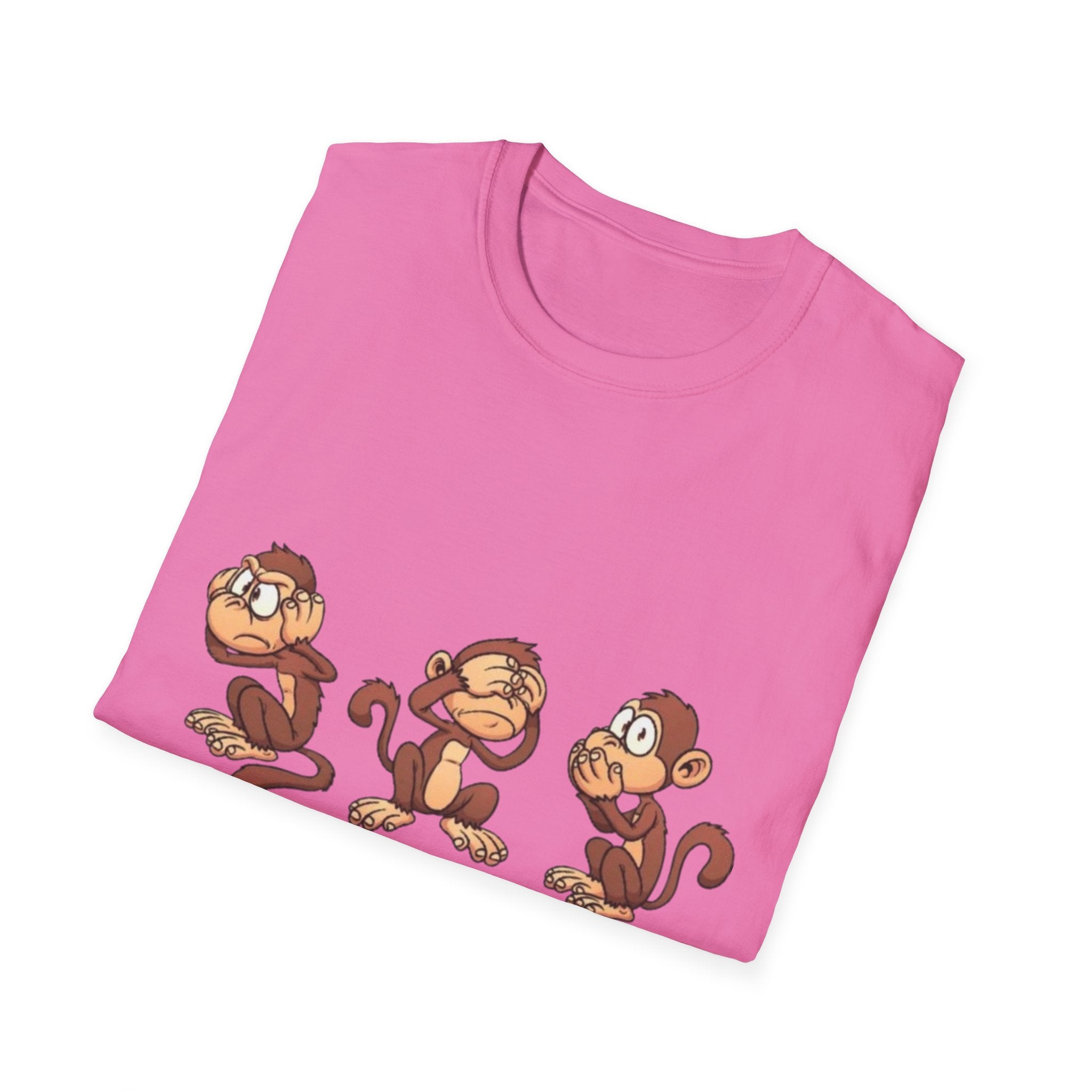 Monkey Hear, See, Say What? Unisex Softstyle T-Shirt