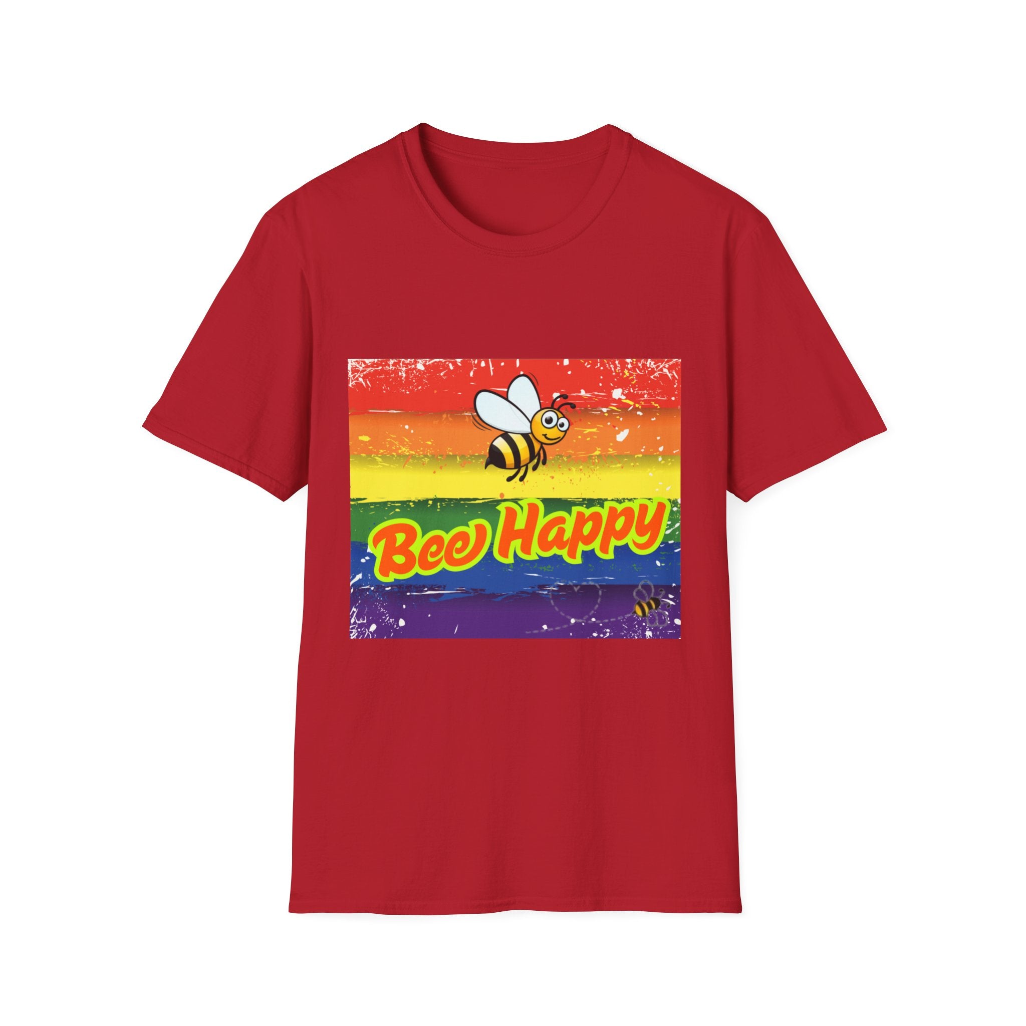 Bee Happy Rainbow Unisex Softstyle T-Shirt