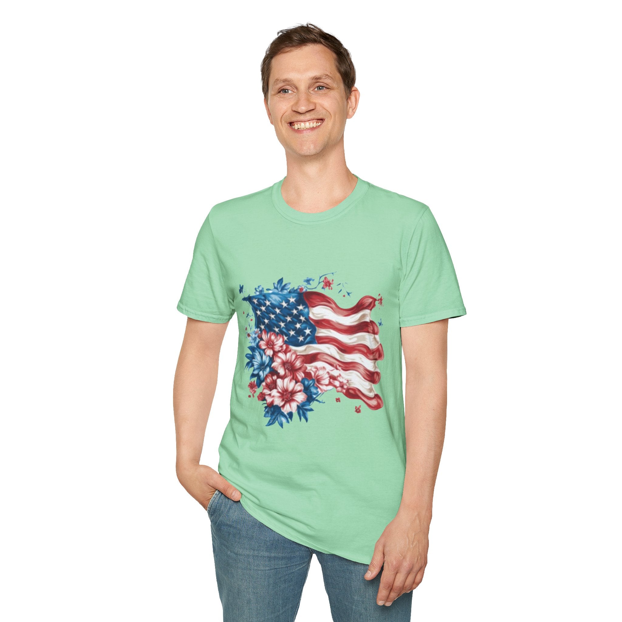 Patriotic USA Flag Unisex Softstyle T-Shirt