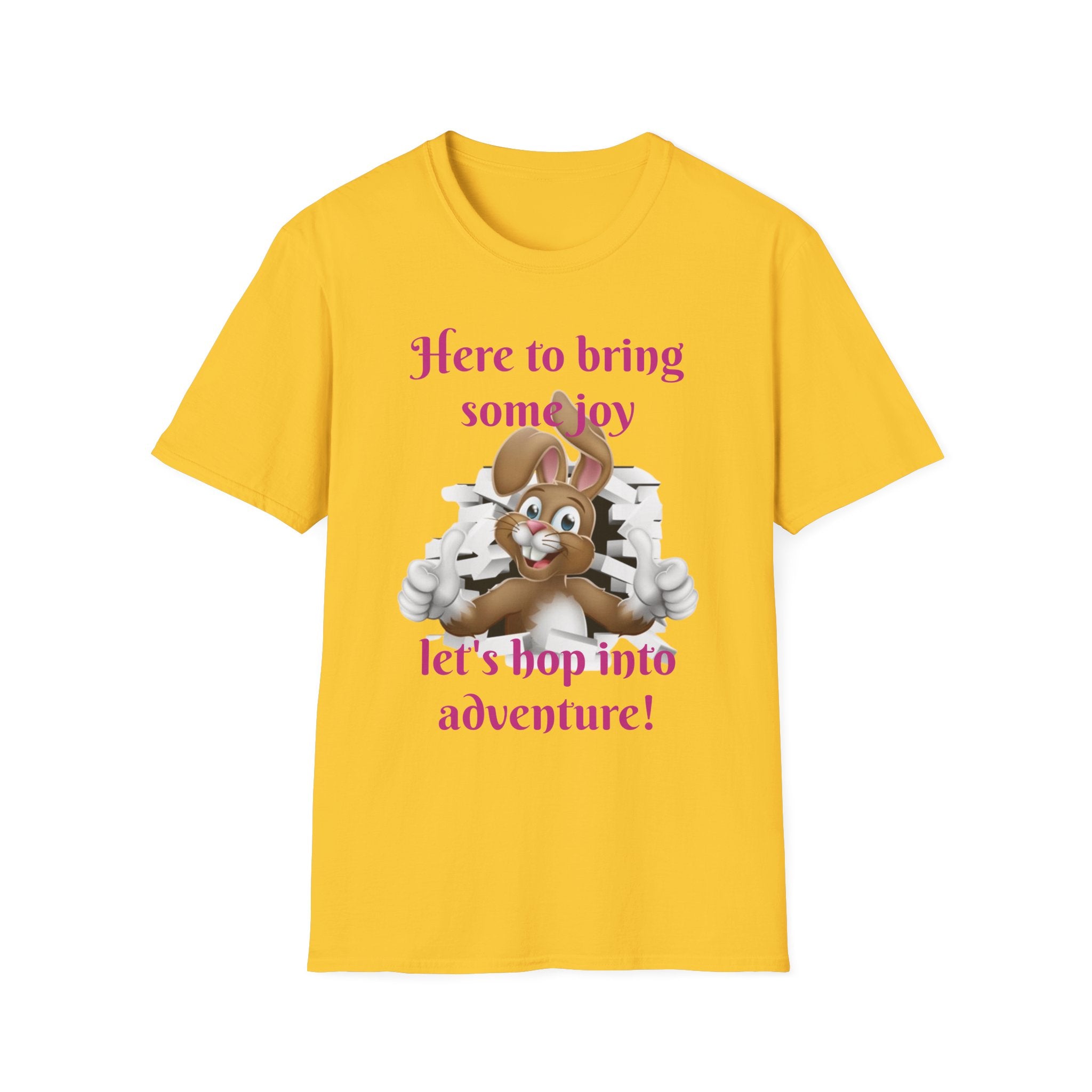 Here To Bring Some Joy Let's Hop Into Adventure Unisex Softstyle T-Shirt