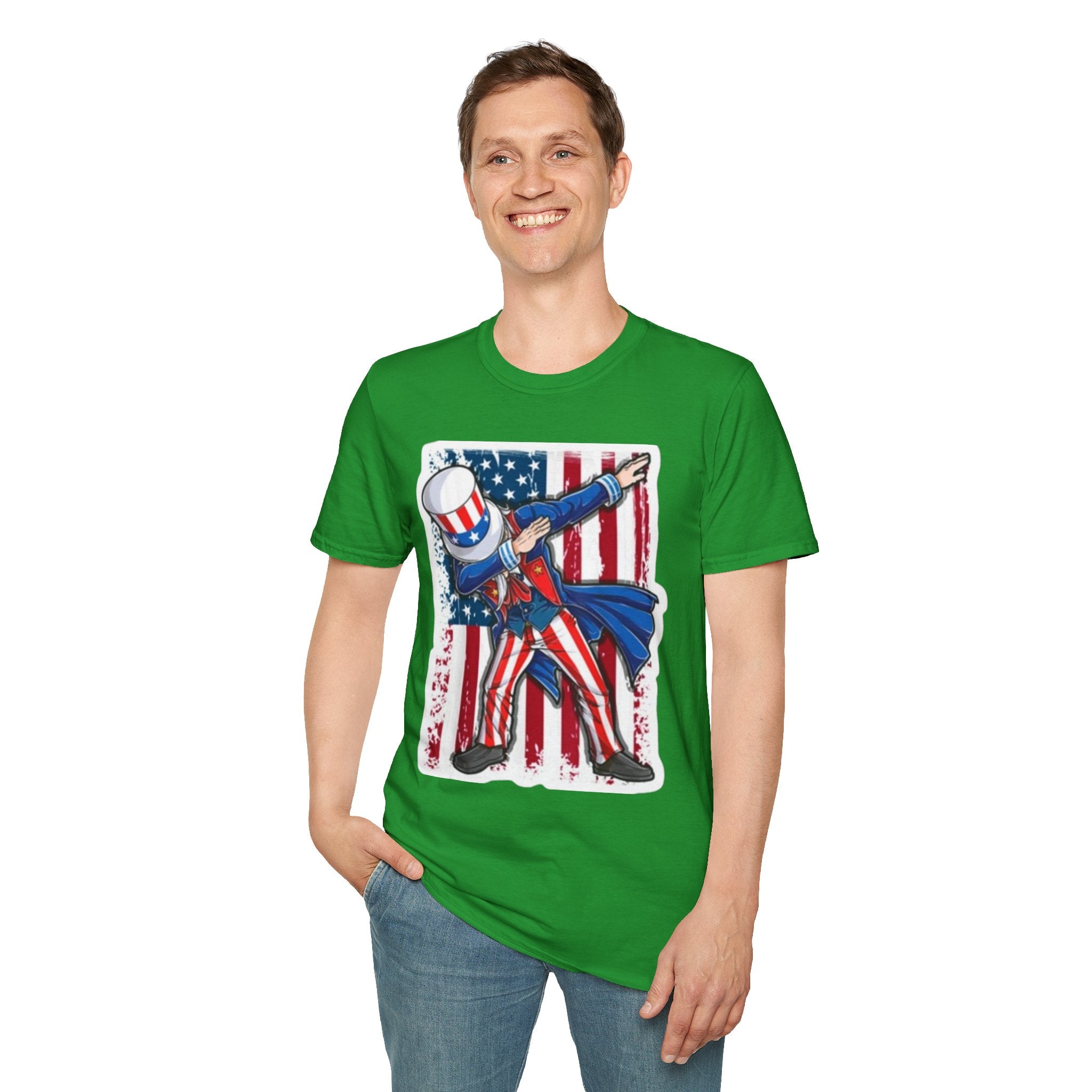 Patriotic Uncle Sam Dabbing Unisex Softstyle T-Shirt