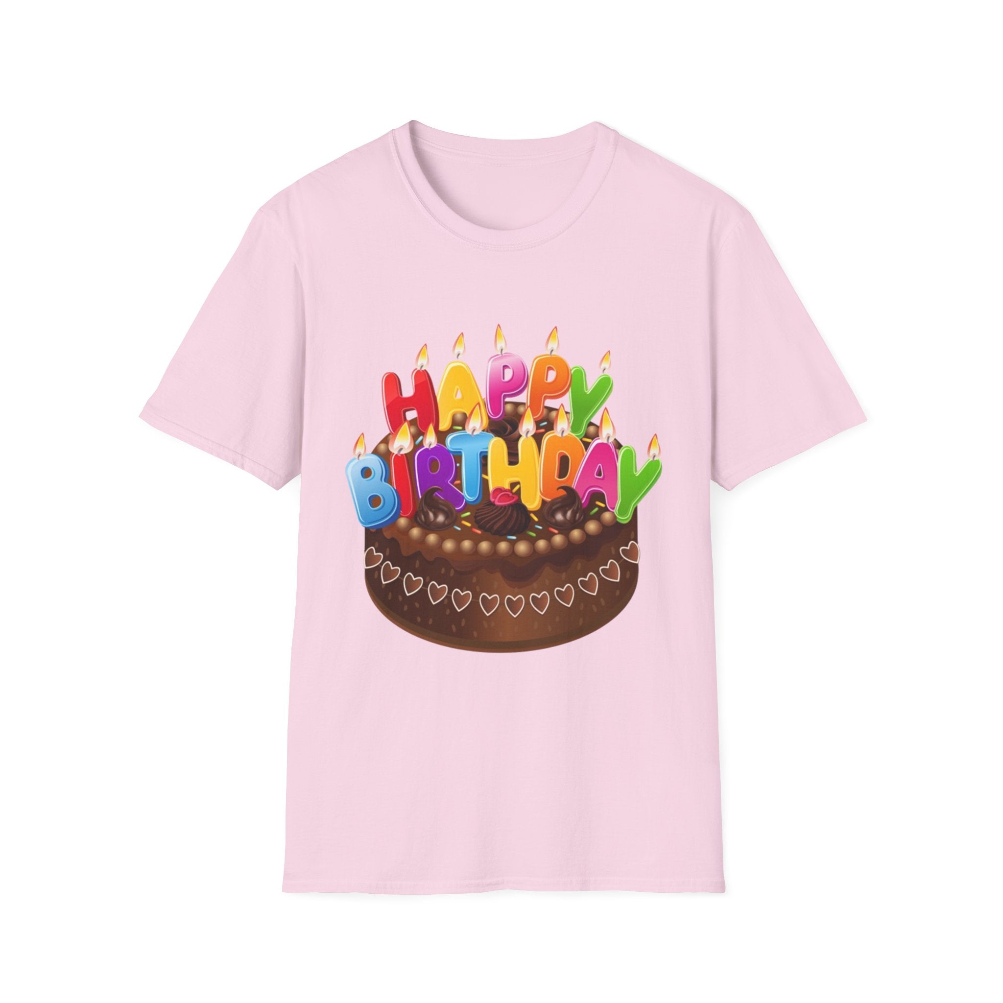 Happy Birthday Cake Unisex Softstyle T-Shirt Personalize It!