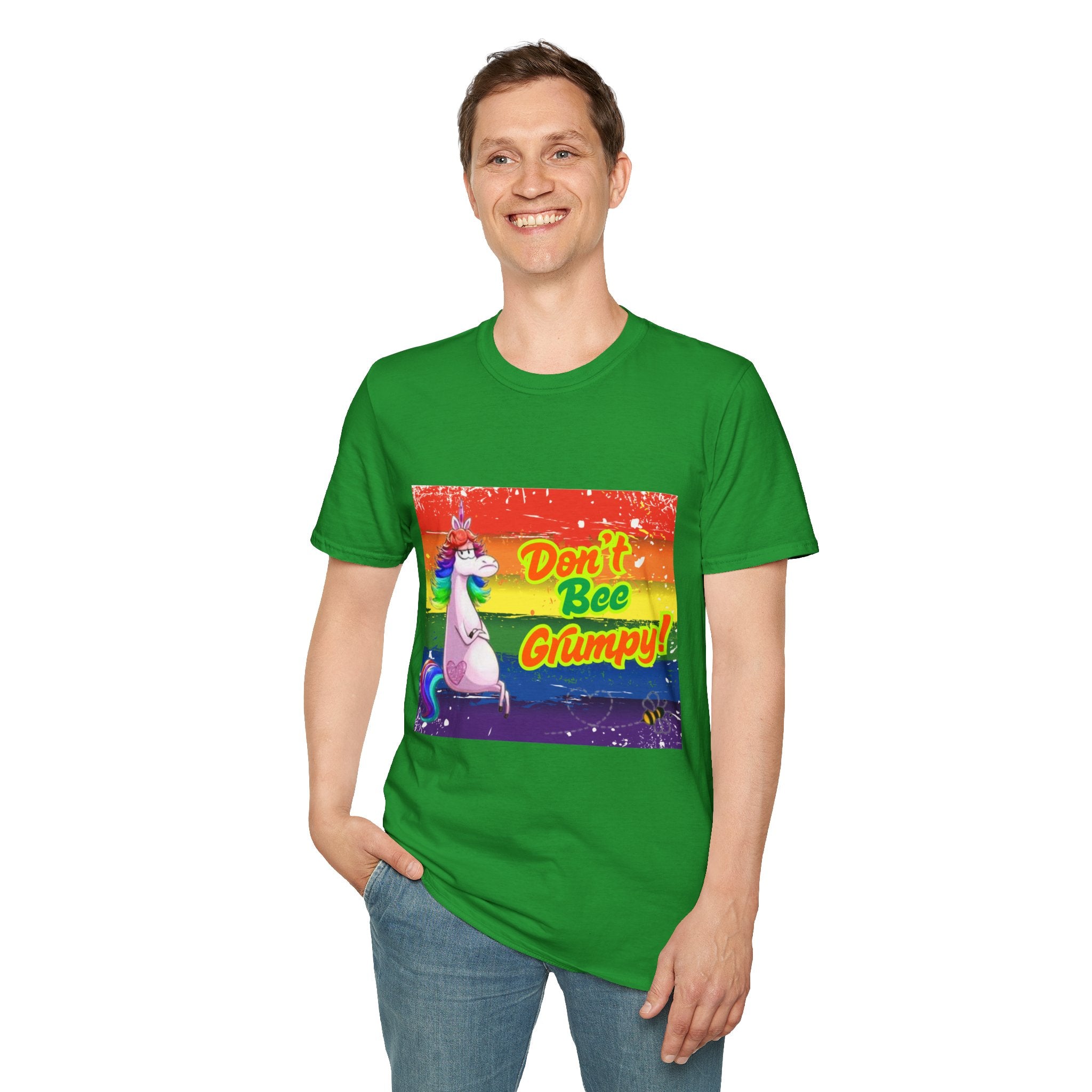 Don't Bee Grumpy Rainbow Unisex Softstyle T-Shirt