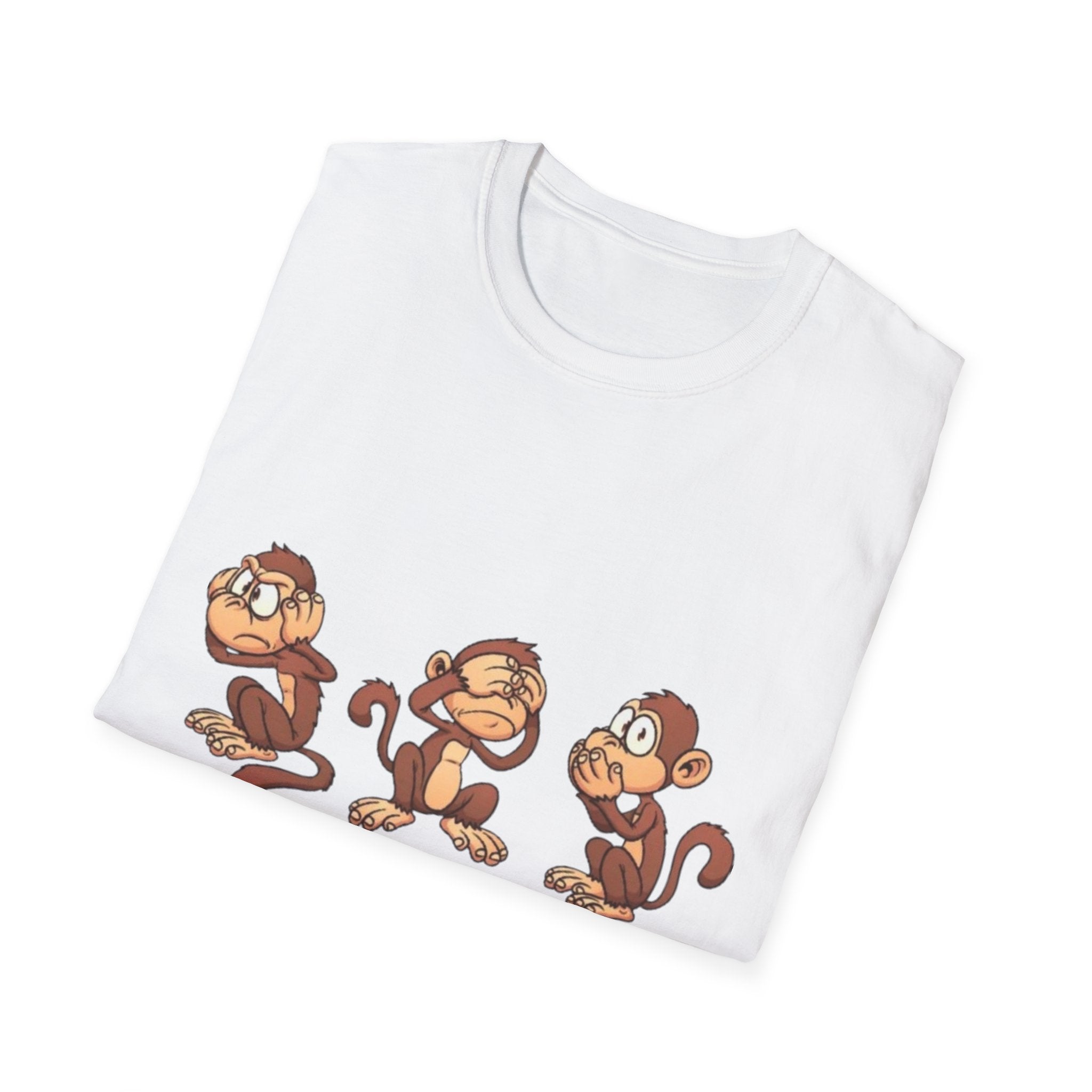 Monkey Hear, See, Say What? Unisex Softstyle T-Shirt