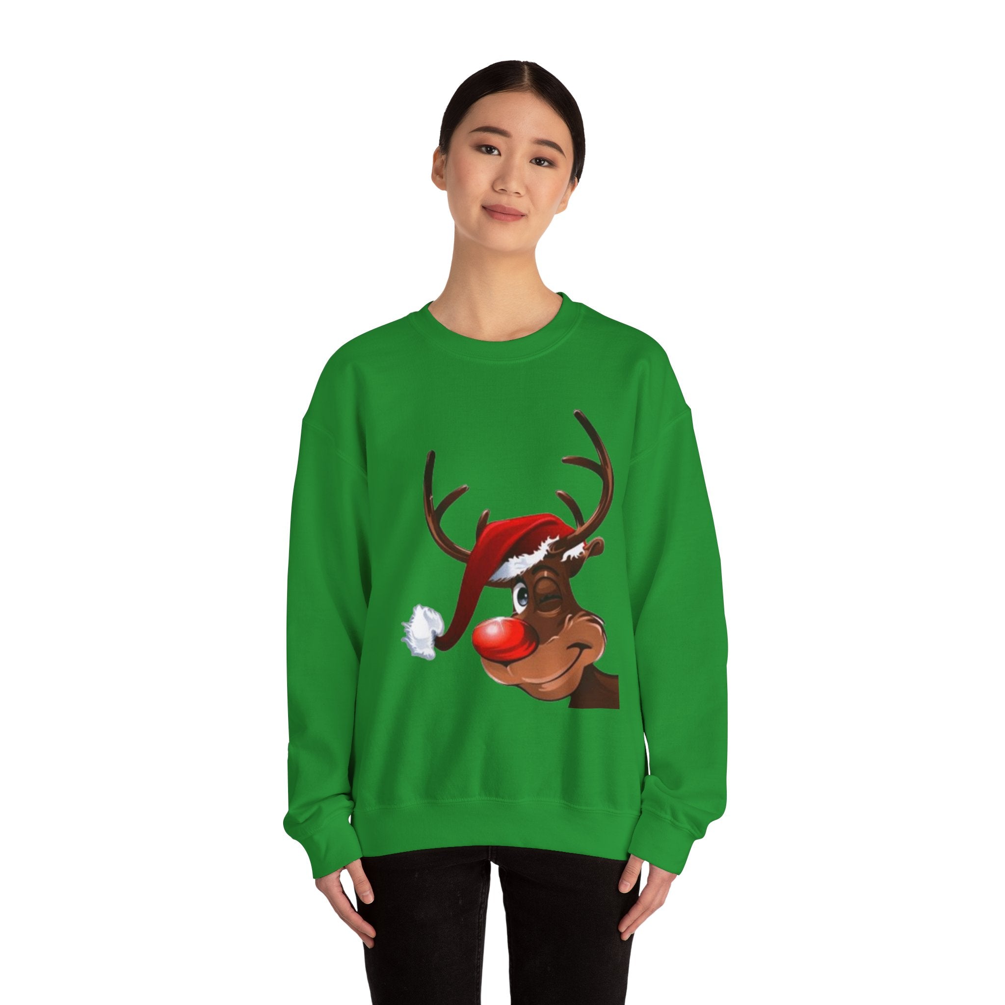 Festive Reindeer Unisex Heavy Blend™ Crewneck Sweatshirt