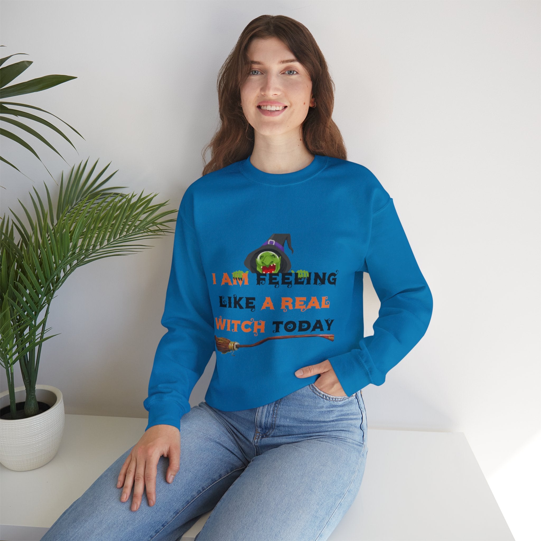 I Am Feeling Like A Real Witch Today Unisex Heavy Blend™ Crewneck Sweatshirt