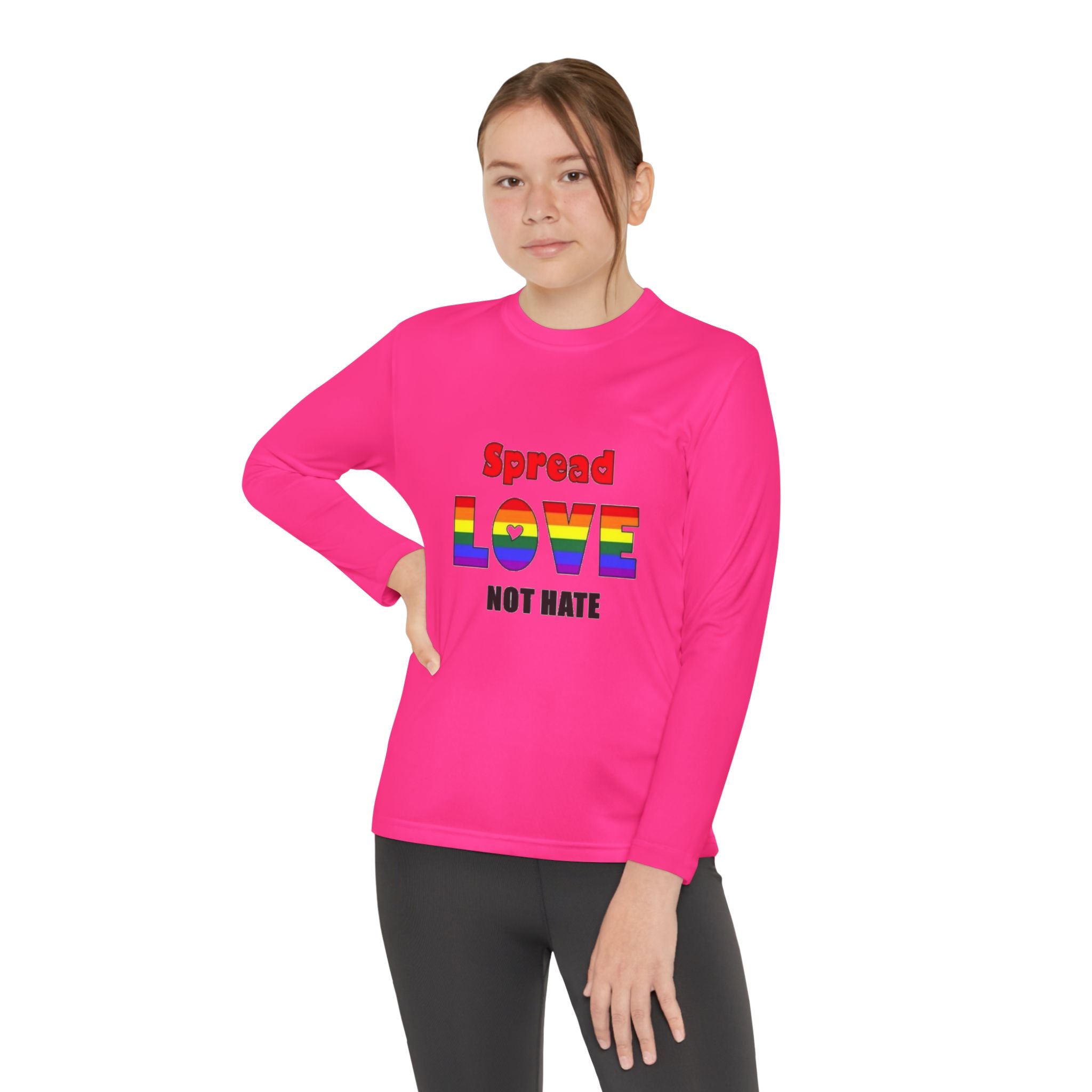 Spread Love Not Hate Youth Long Sleeve Competitor T-Shirt