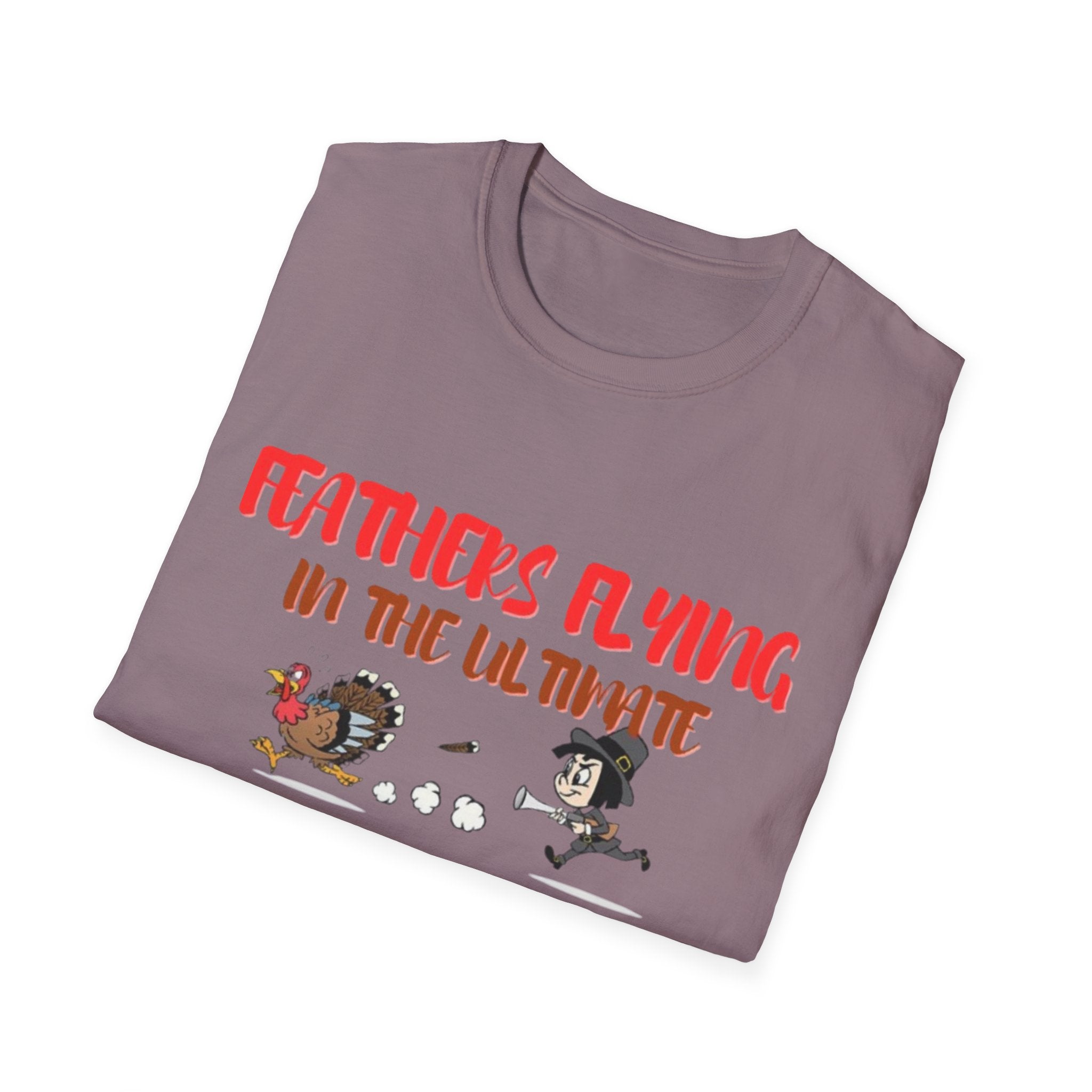 Feathers Flying In The Ultimate Thanksgiving Showdown Unisex Softstyle T-Shirt
