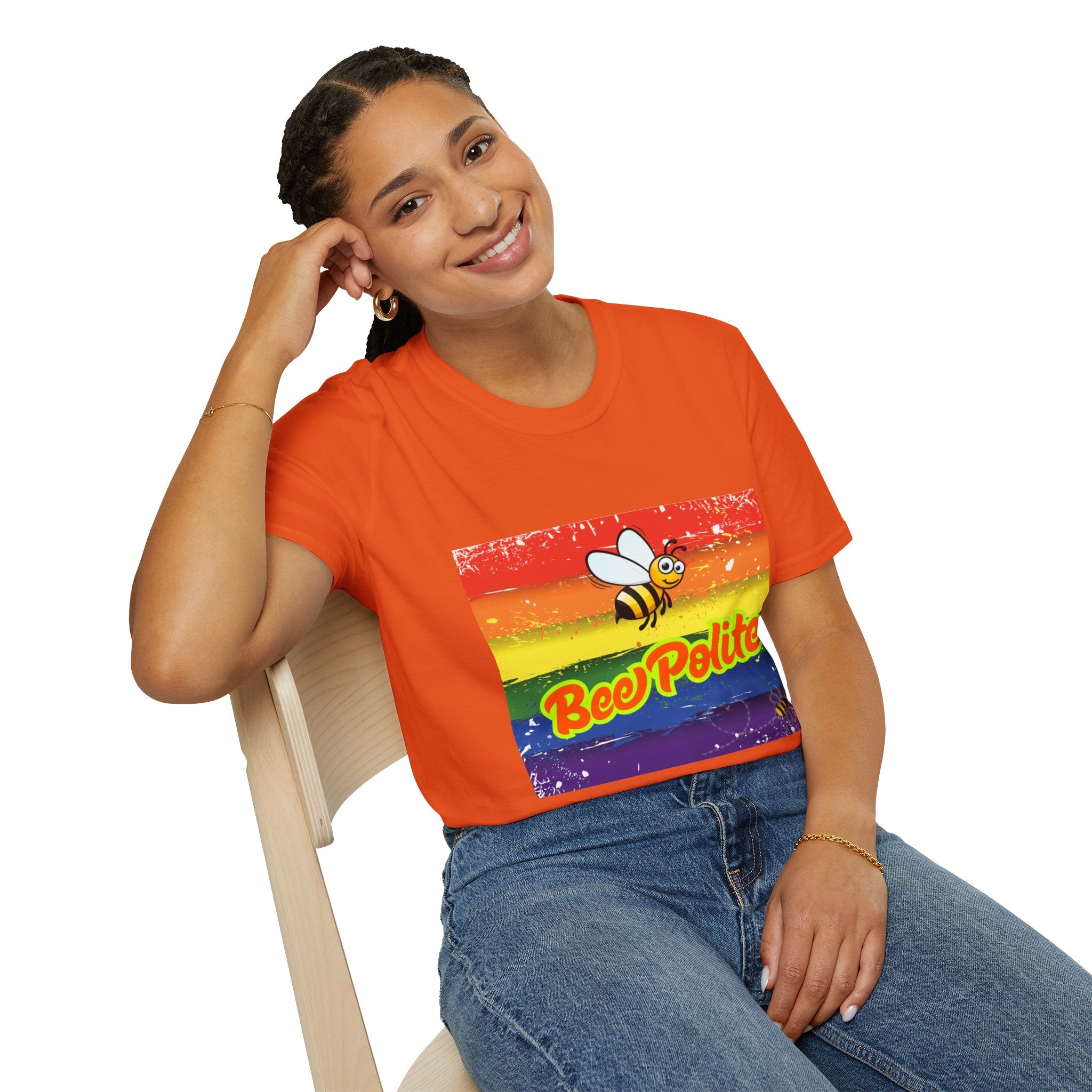 Bee Polite Rainbow Unisex Softstyle T-Shirt