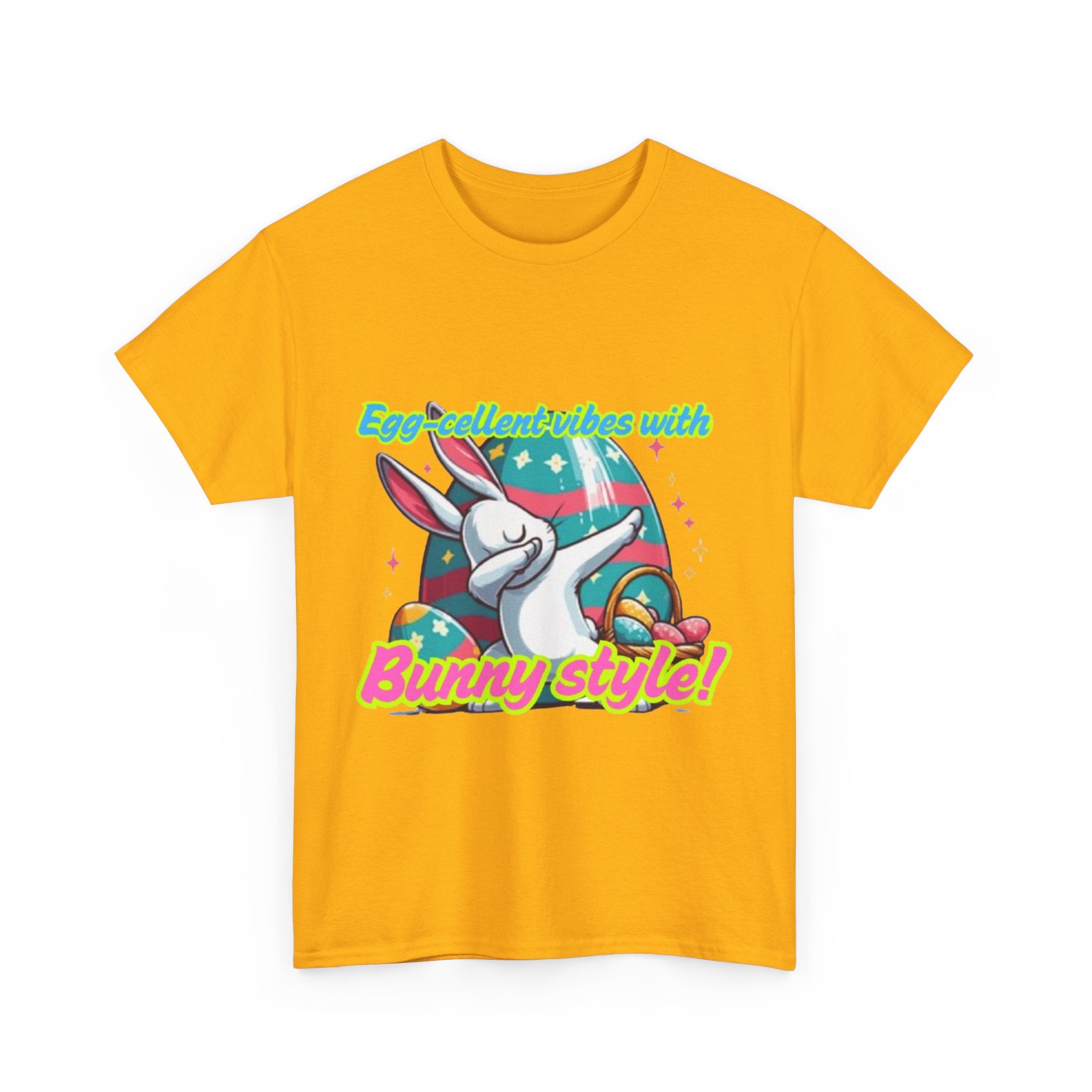 Egg-cellent Vibes With Bunny Style Unisex Heavy Cotton T-Shirt
