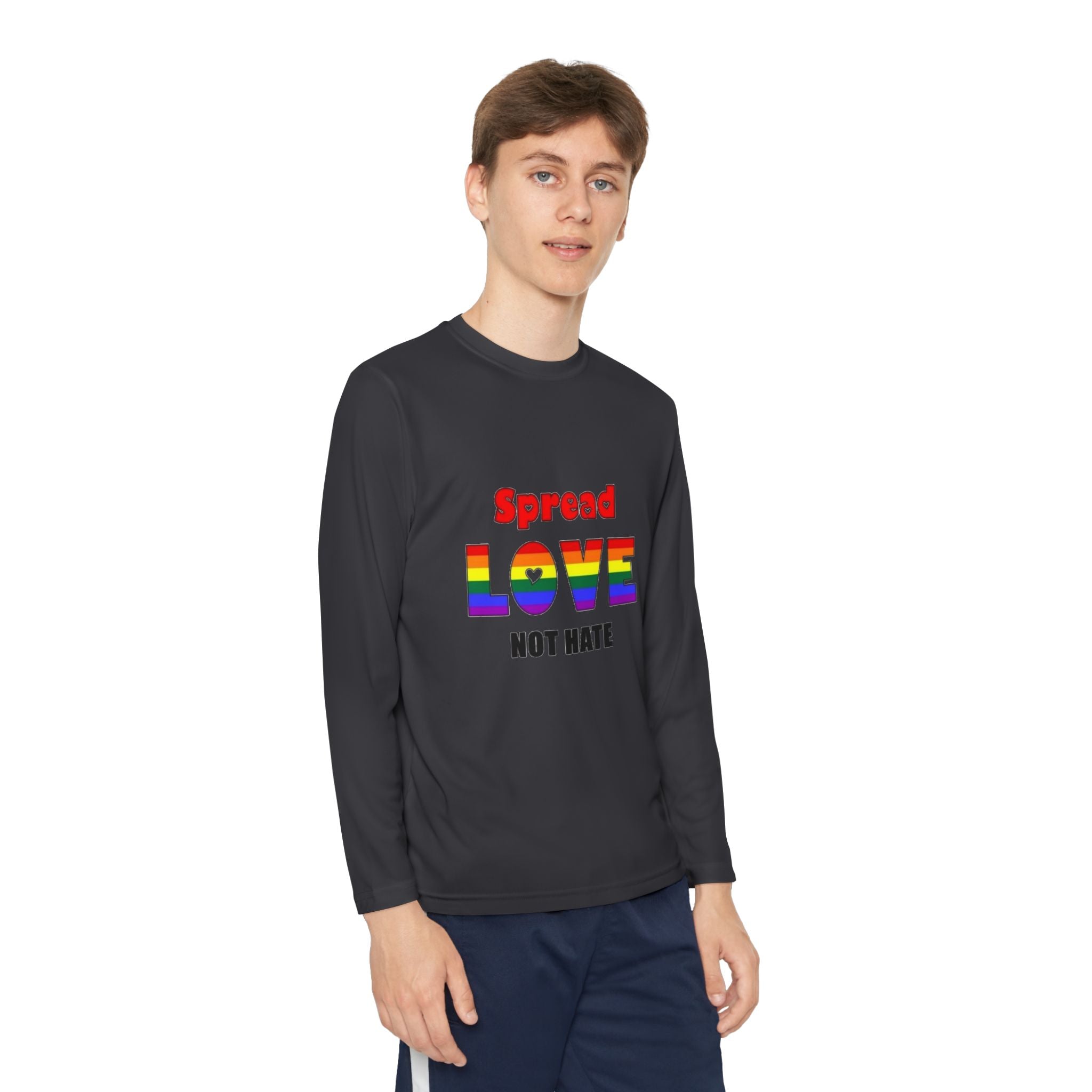 Spread Love Not Hate Youth Long Sleeve Competitor T-Shirt
