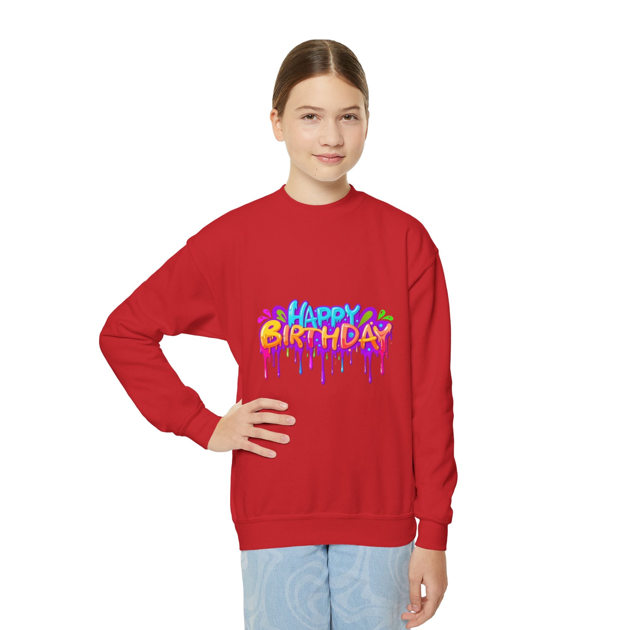 Happy Birthday Youth Crewneck Sweatshirt Personalize It!