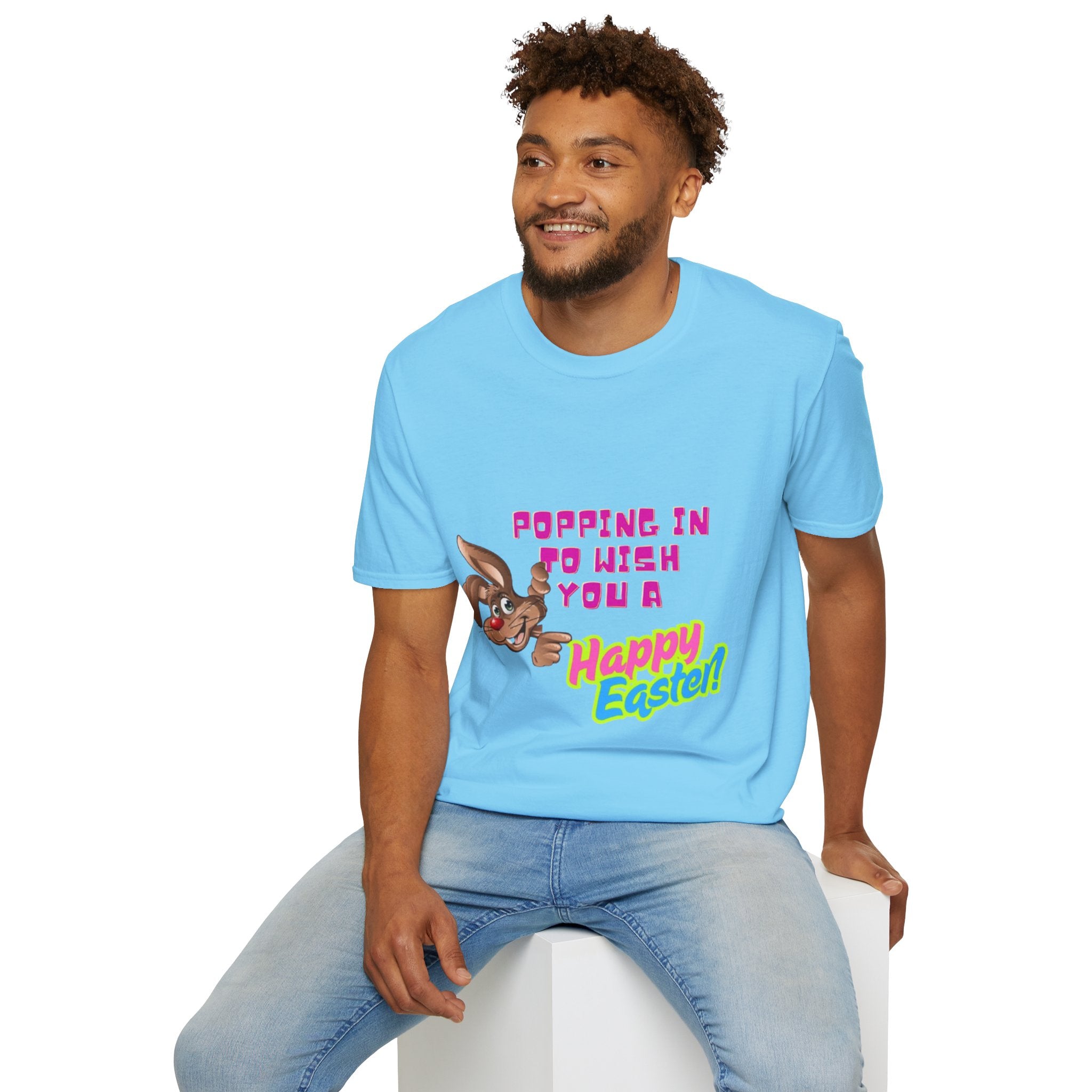 Popping In To Wish You A Happy Easter Bunny Unisex Softstyle T-Shirt