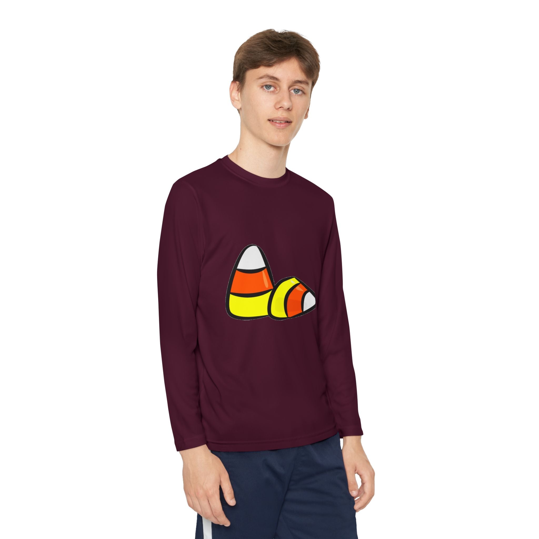 Halloween Candy Corn Youth Long Sleeve Competitor T-Shirt