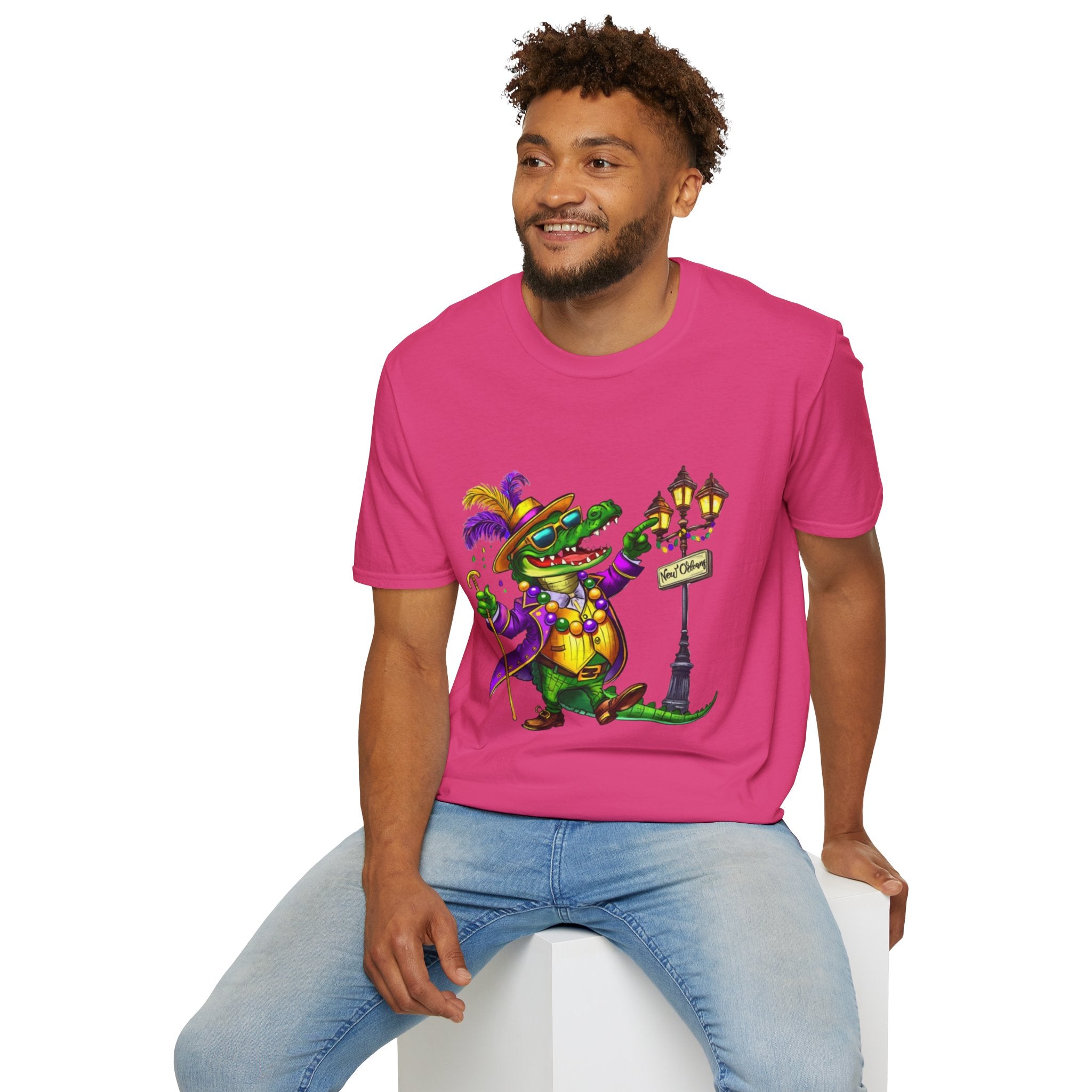 Mardi Gras Gator Unisex Softstyle T-Shirt