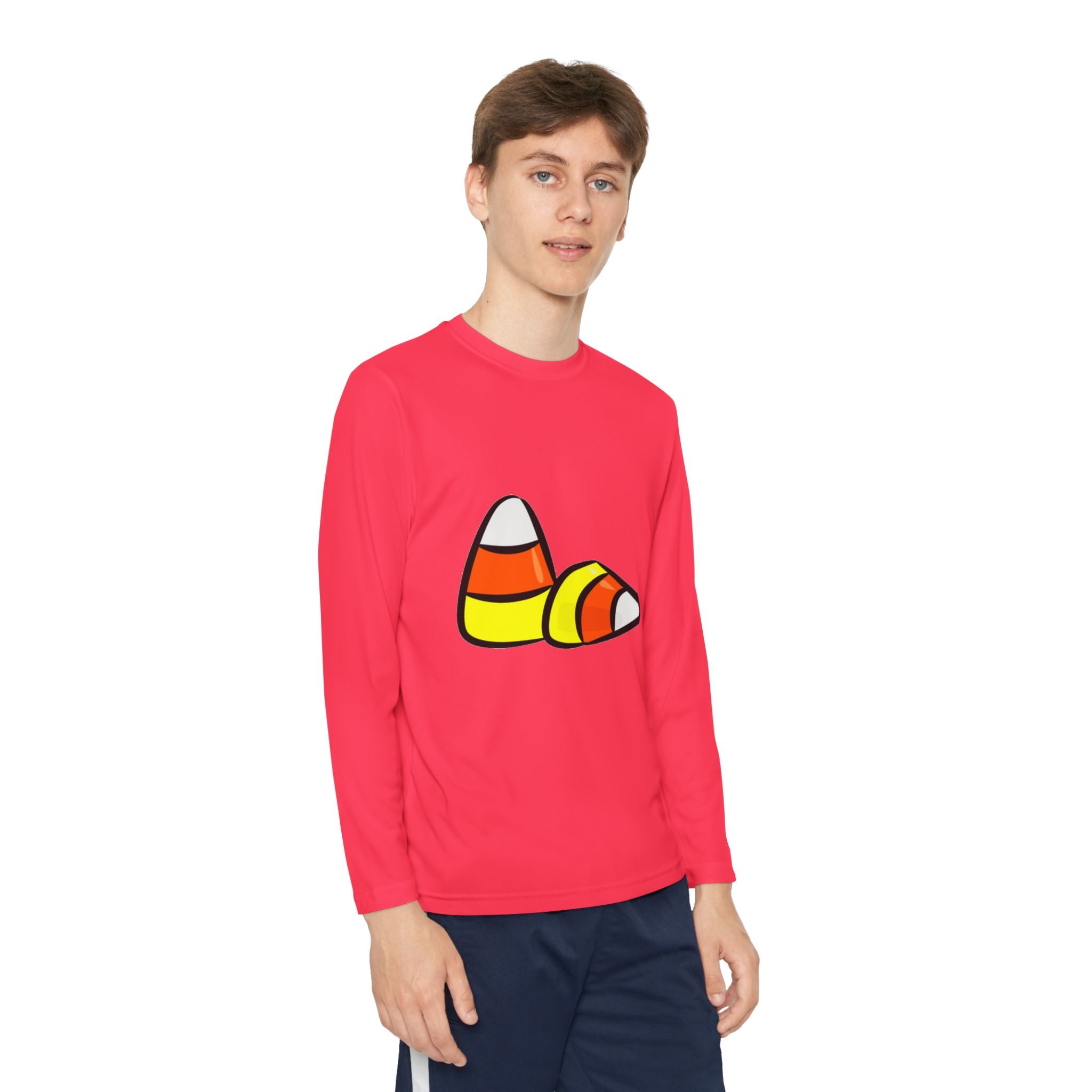 Halloween Candy Corn Youth Long Sleeve Competitor T-Shirt