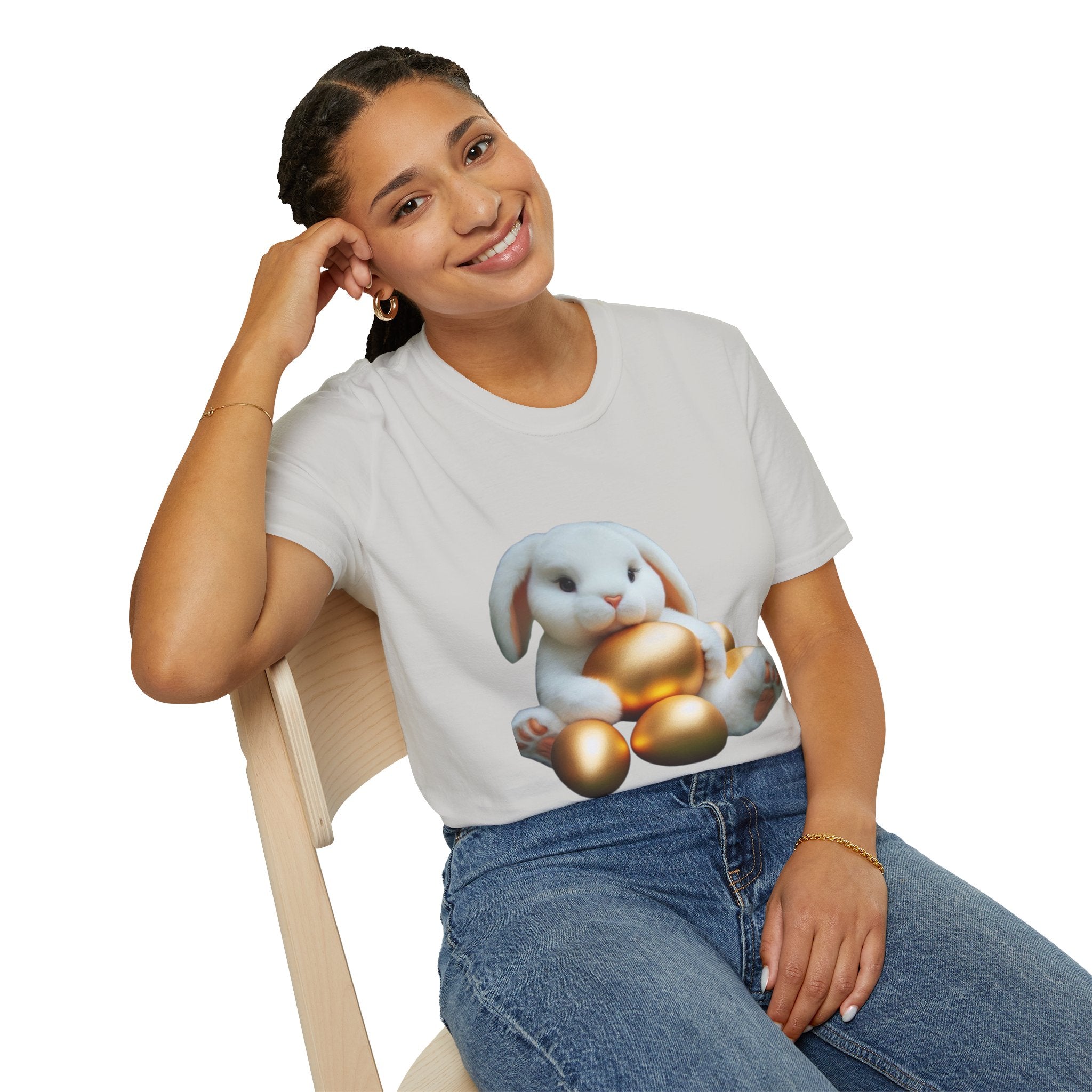 Easter Bunny And His Golden Eggs Unisex Softstyle T-Shirt