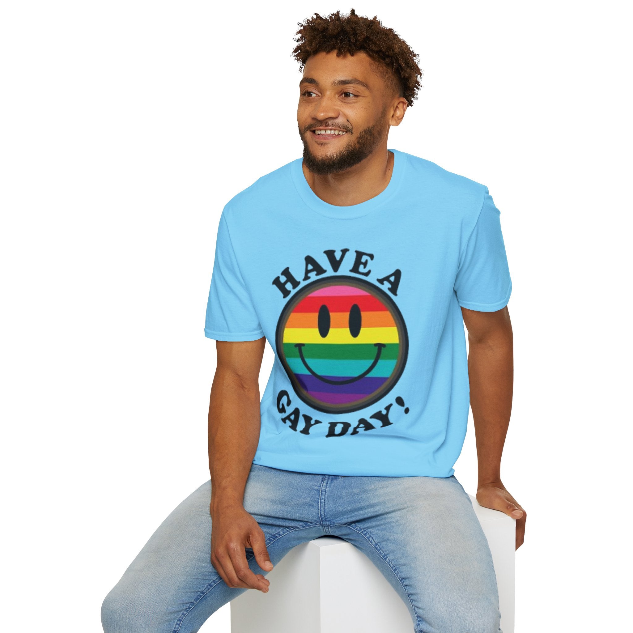 Have A Gay Day Rainbow Smile Unisex Softstyle T-Shirt