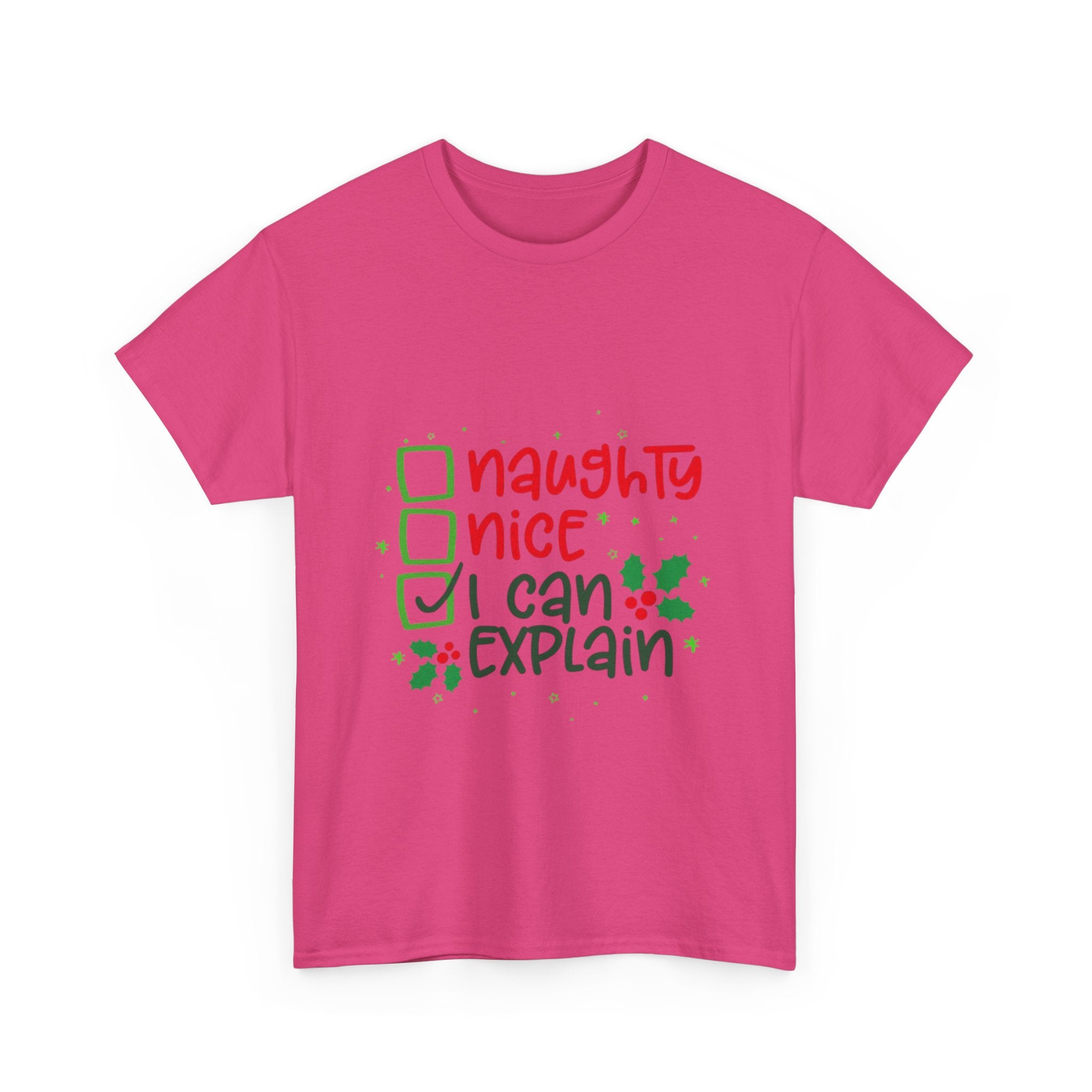 Naughty, Nice, I Can Explain Unisex Heavy Cotton T-Shirt