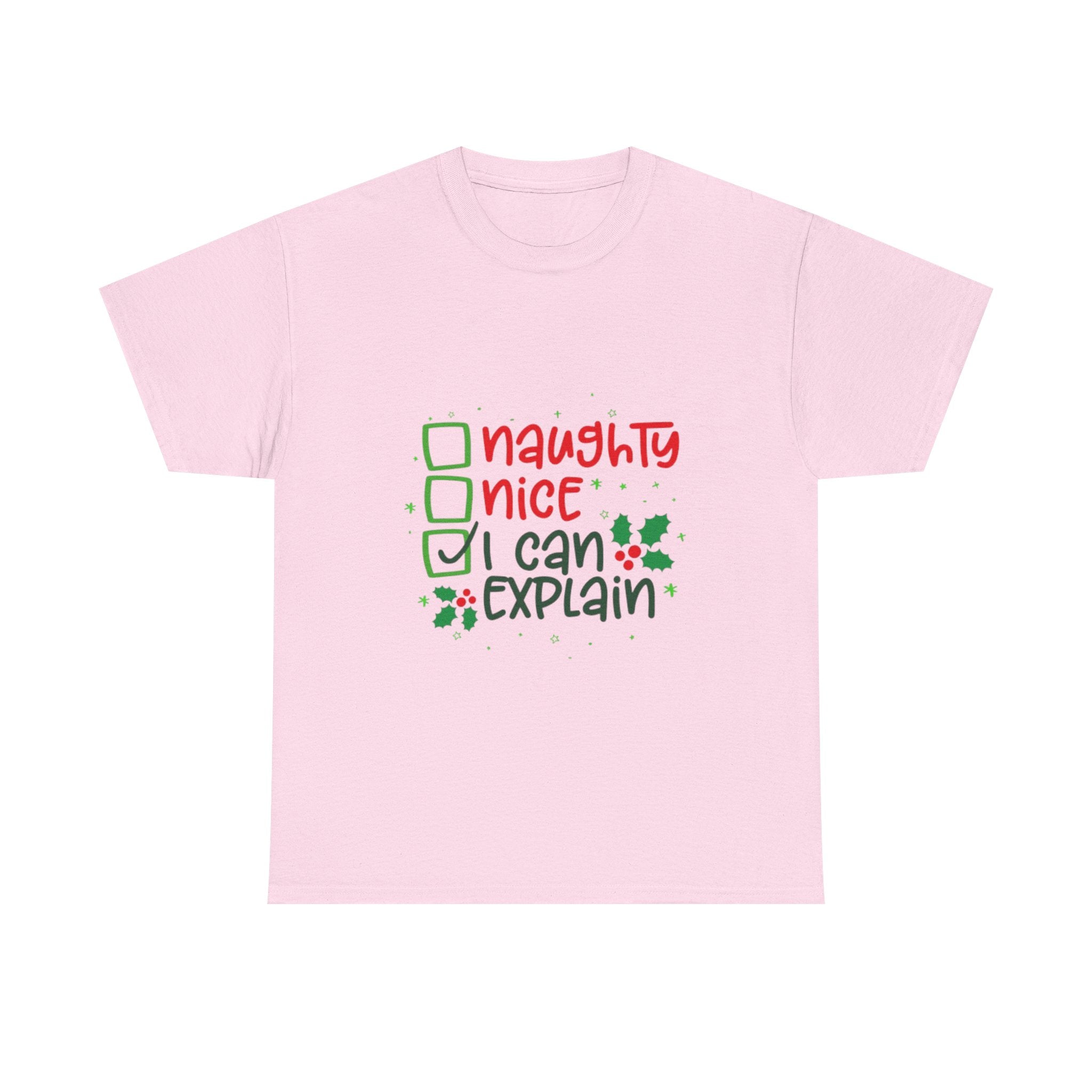 Naughty, Nice, I Can Explain Unisex Heavy Cotton T-Shirt