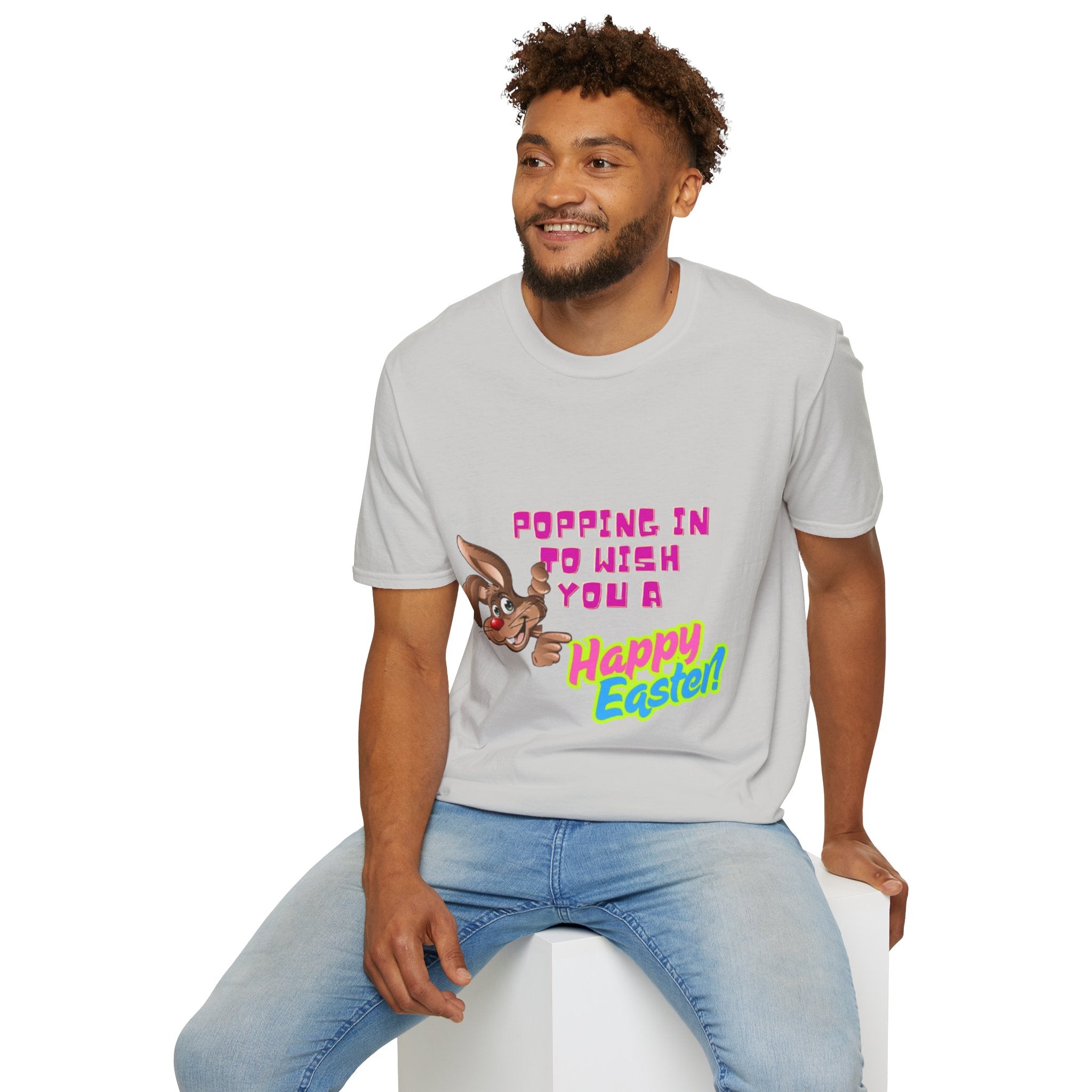 Popping In To Wish You A Happy Easter Bunny Unisex Softstyle T-Shirt