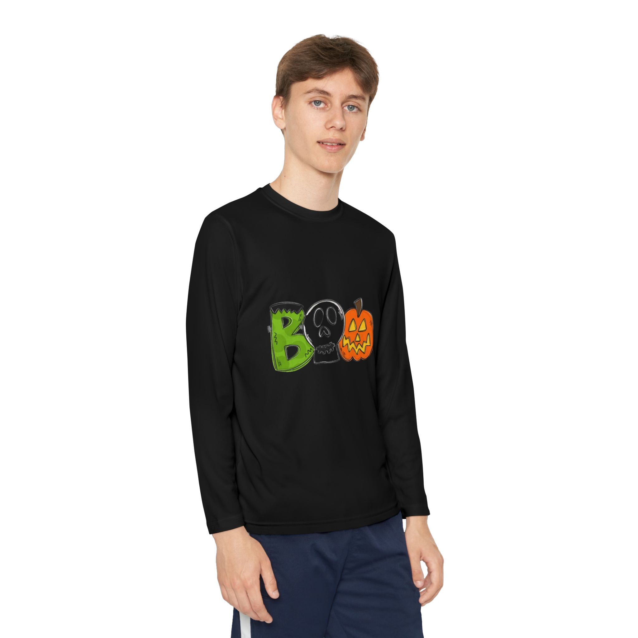 Youth Halloween Boo Long Sleeve Competitor T-Shirt