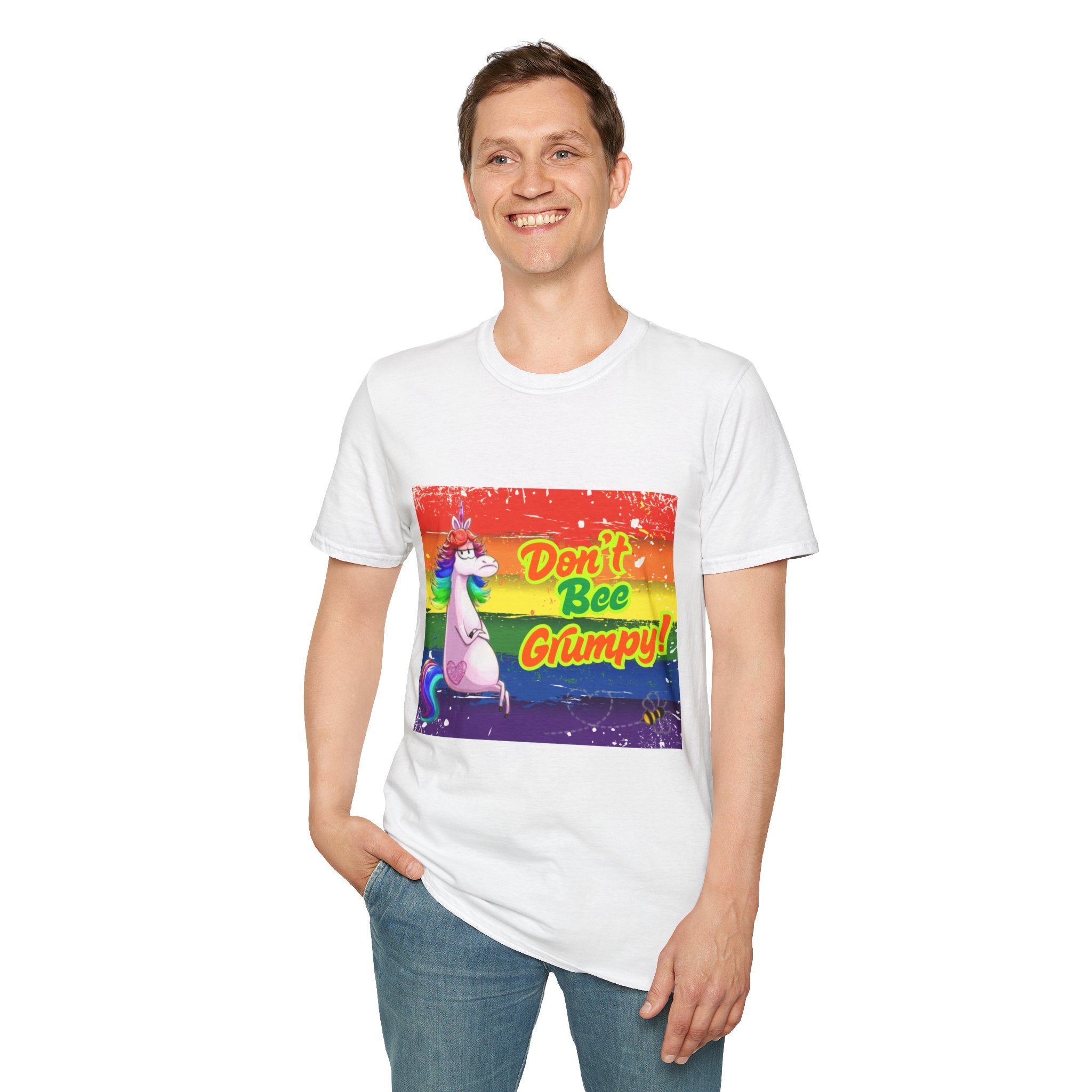 Don't Bee Grumpy Rainbow Unisex Softstyle T-Shirt
