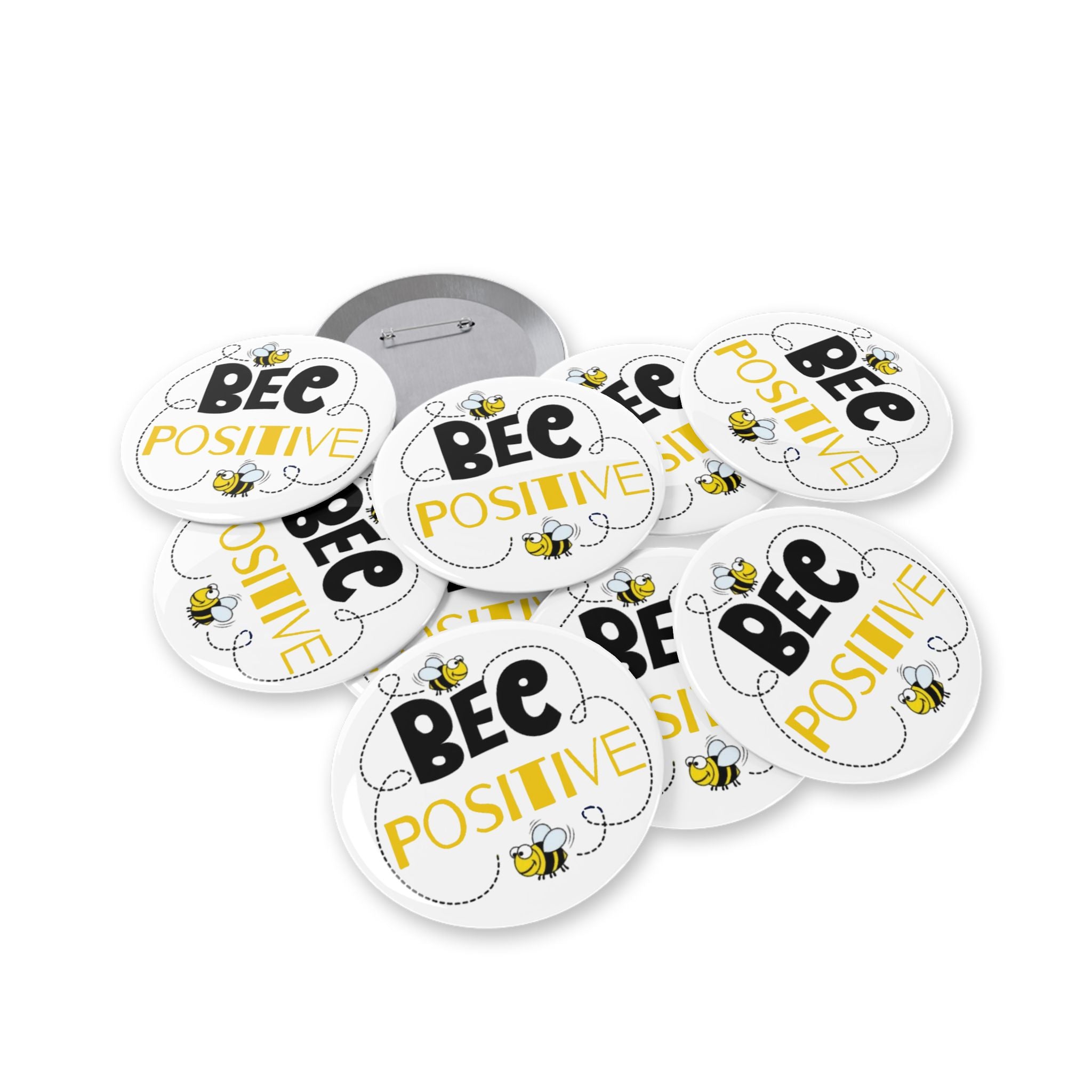 Bee Positive Round Pins
