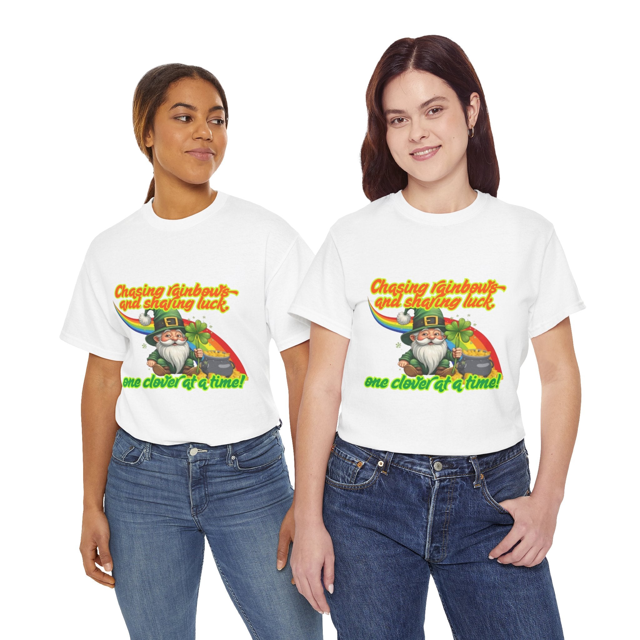 Chasing Rainbows And Sharing Luck, One Clover At A Time! Unisex Heavy Cotton T-Shirt