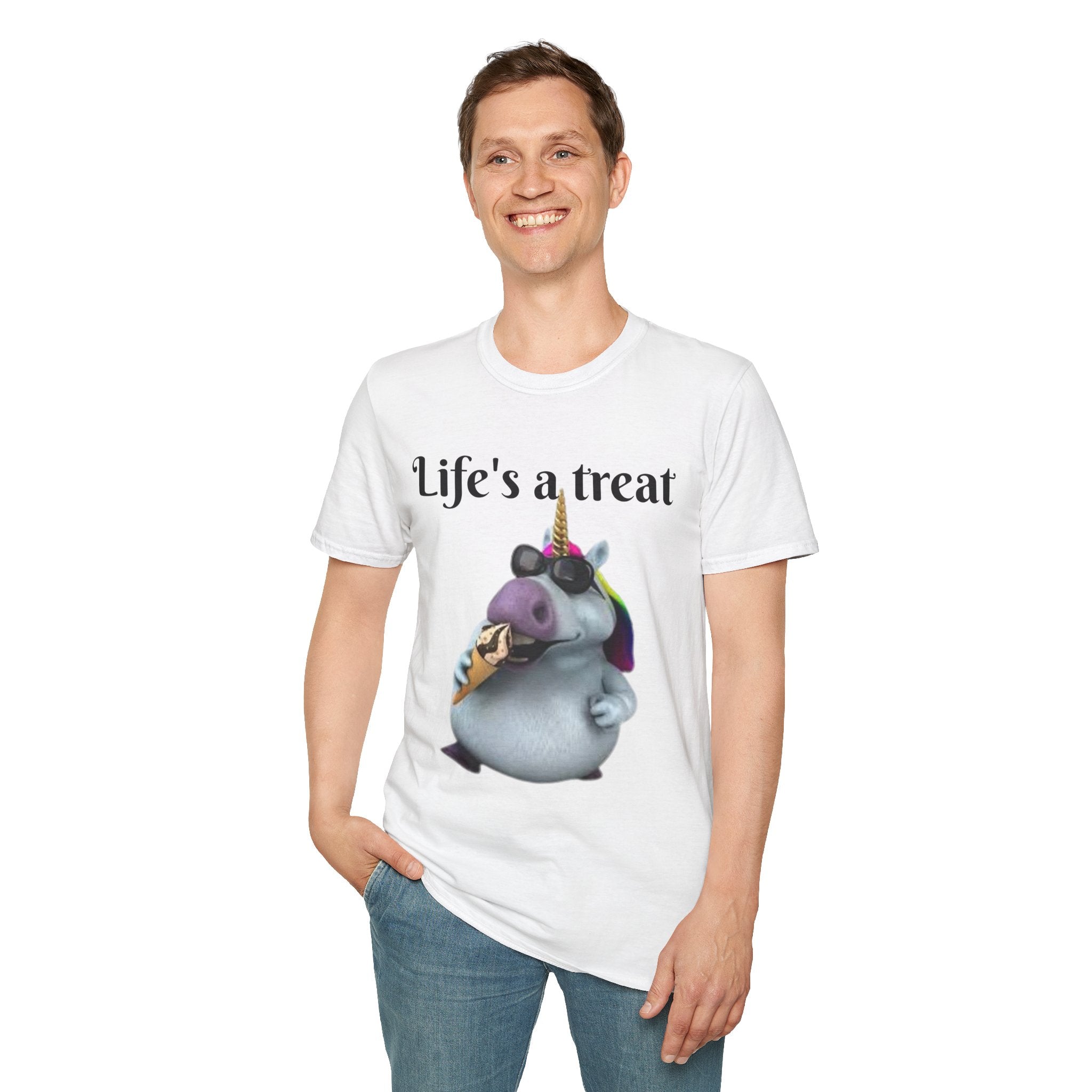 Life's A Treat Unicorn Unisex Softstyle T-Shirt