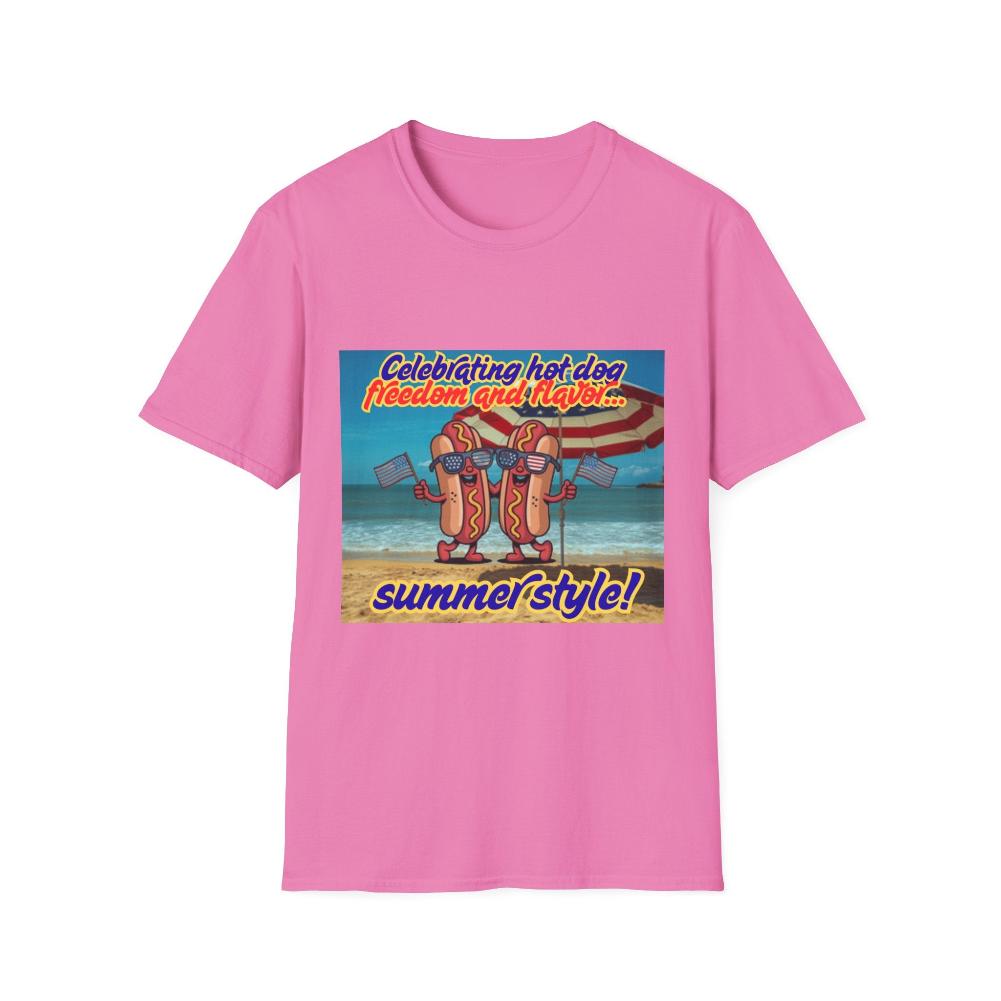 Celebrating Hot Dog Freedom And Flavor Summer Style! Unisex Softstyle T-Shirt