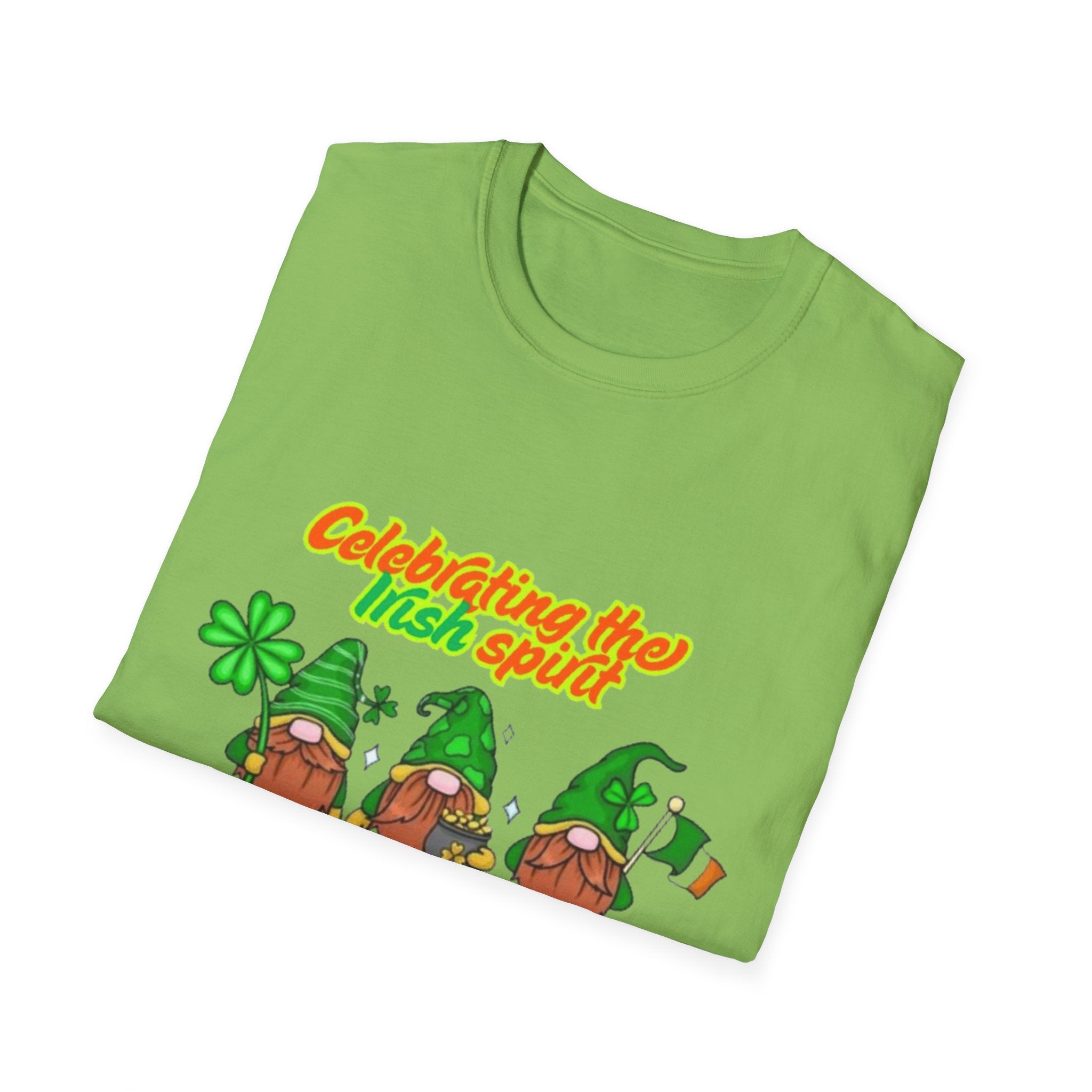 Celebrating the Irish Spirit One Gnome At A Time Unisex Softstyle T-Shirt
