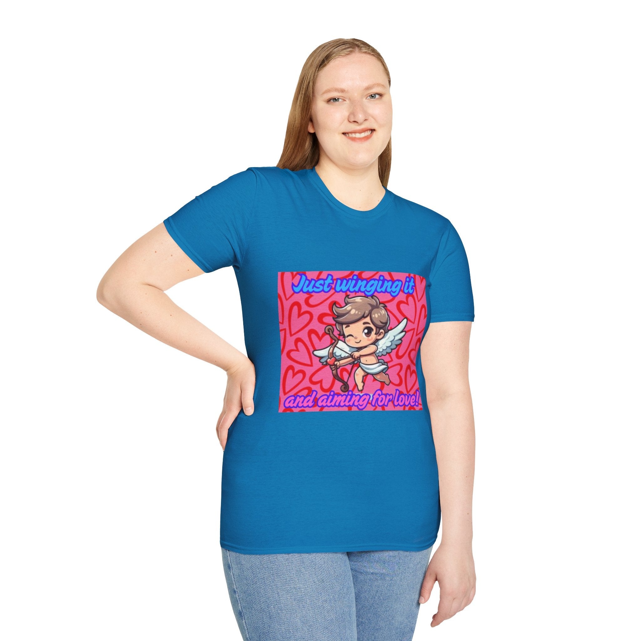 Just Winging It And Aiming For Love Unisex Softstyle T-Shirt