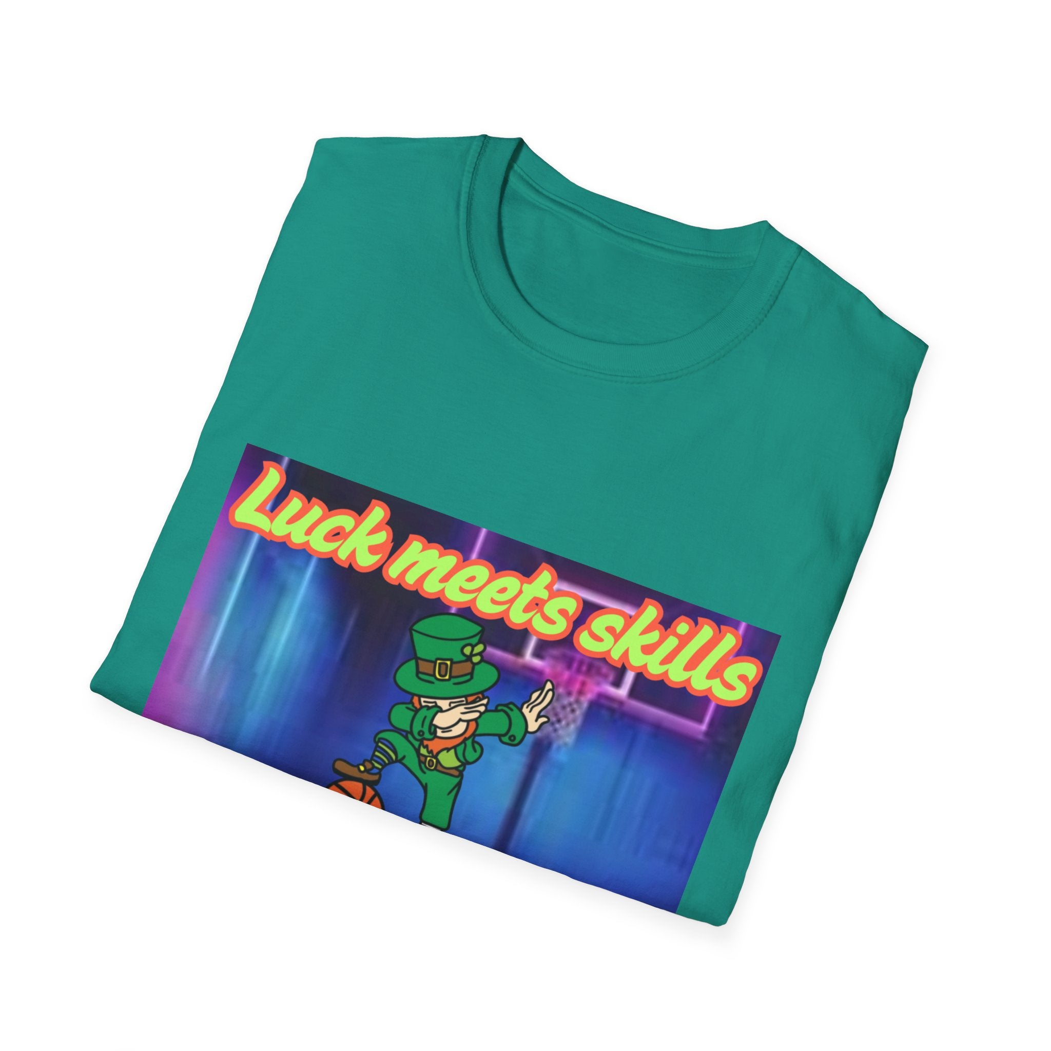 Luck Meets Skills Dabbing Into A Slam Dunk! Unisex Softstyle T-Shirt