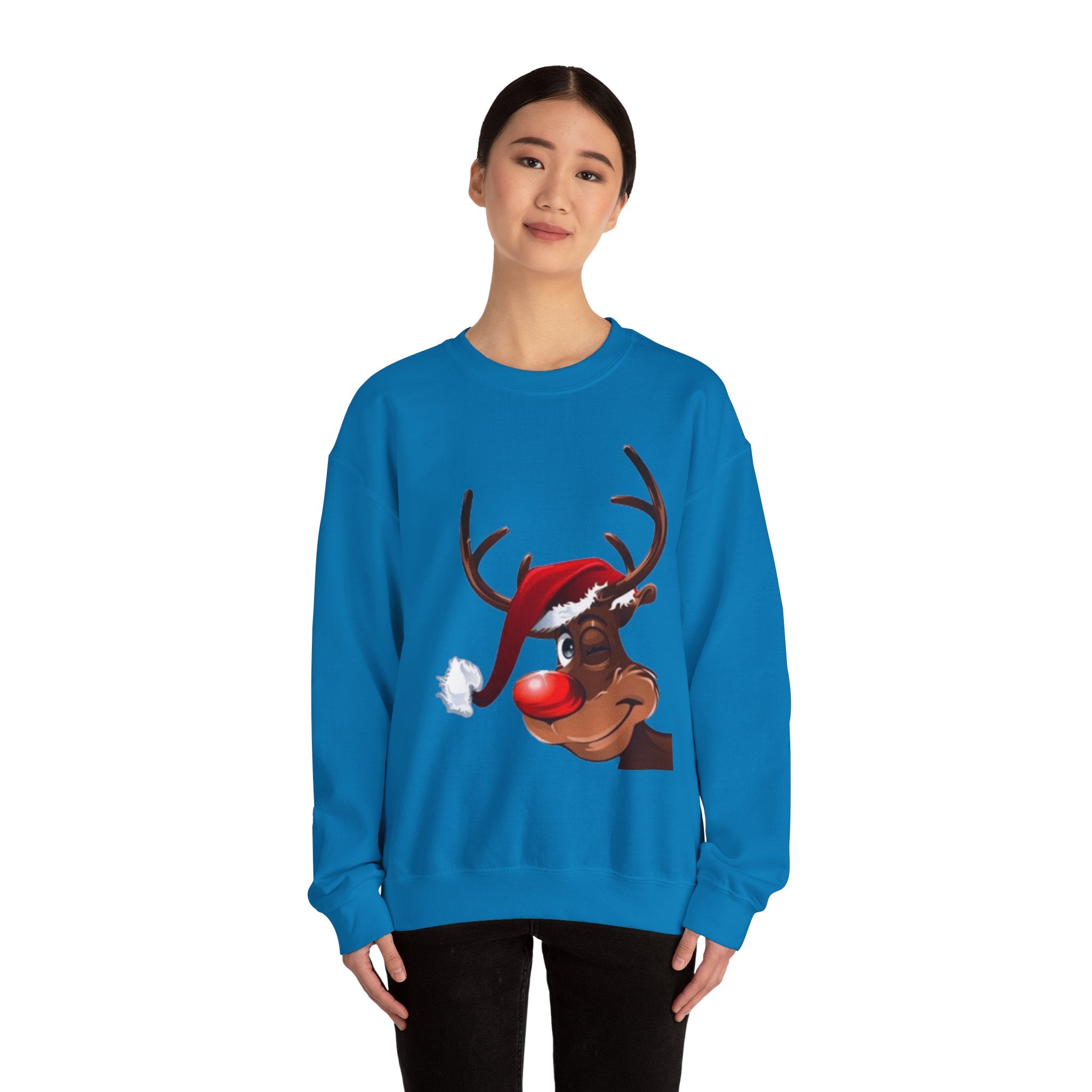 Festive Reindeer Unisex Heavy Blend™ Crewneck Sweatshirt