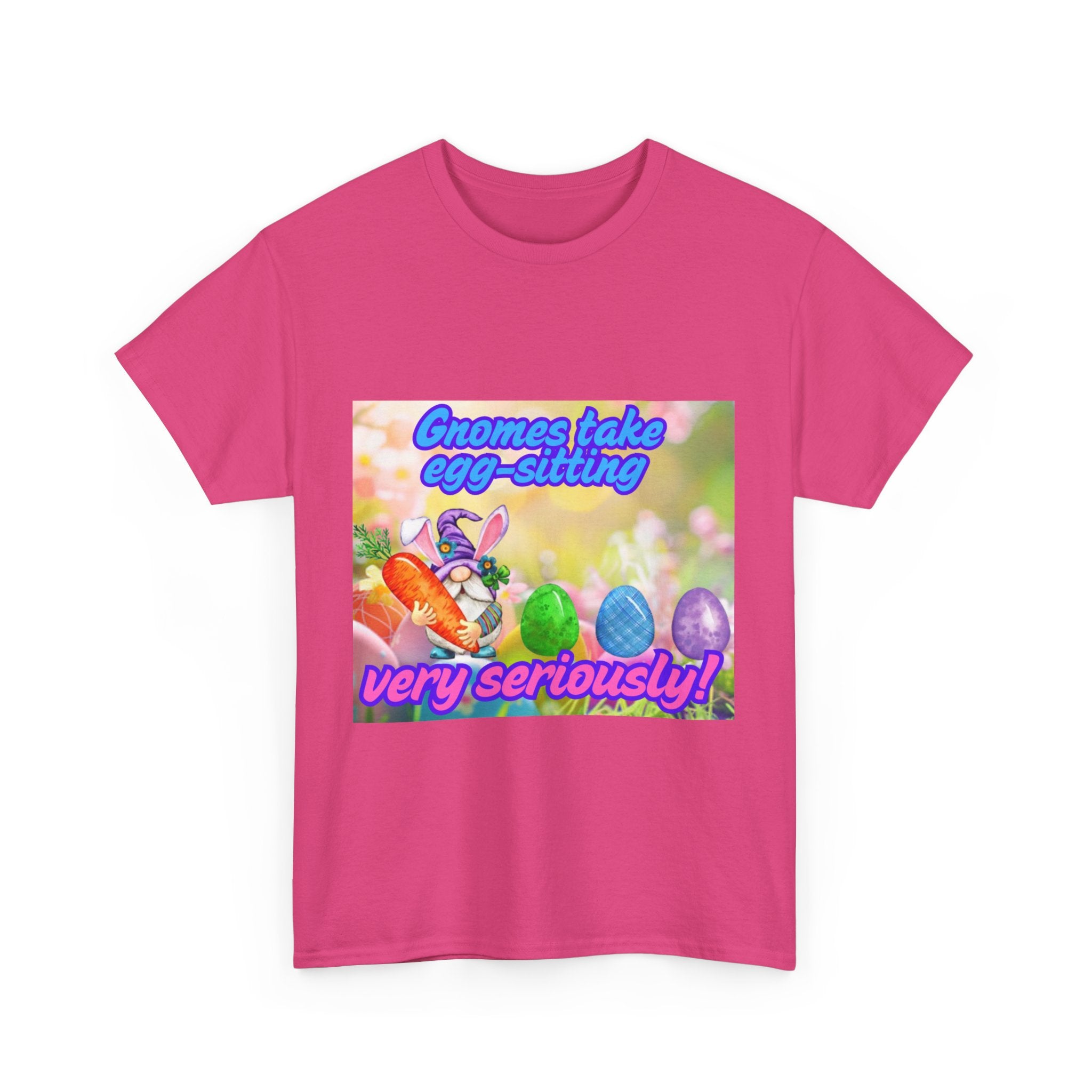 Gnomes Take Egg-Sitting Very Seriously Unisex Heavy Cotton T-Shirt