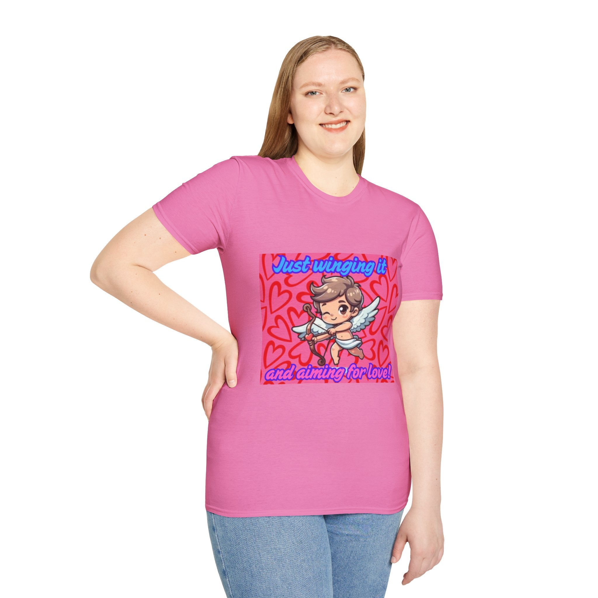 Just Winging It And Aiming For Love Unisex Softstyle T-Shirt