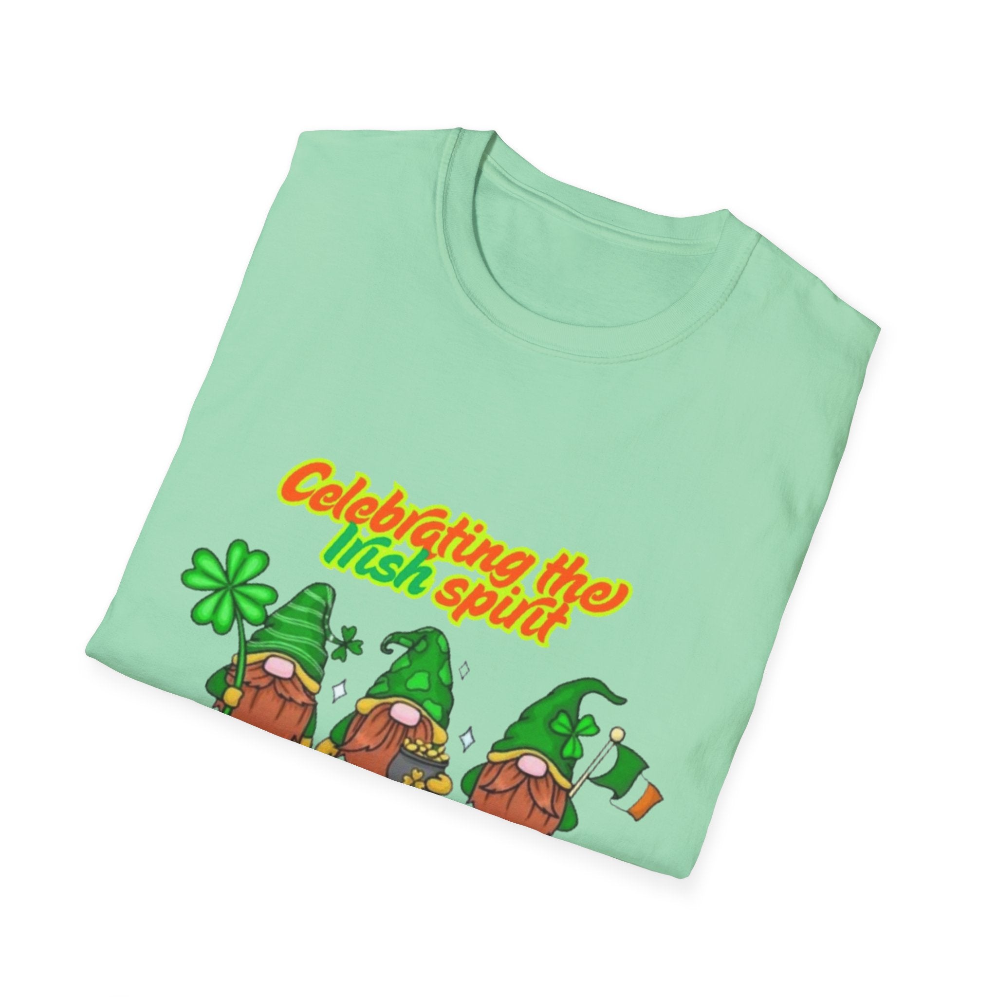 Celebrating the Irish Spirit One Gnome At A Time Unisex Softstyle T-Shirt