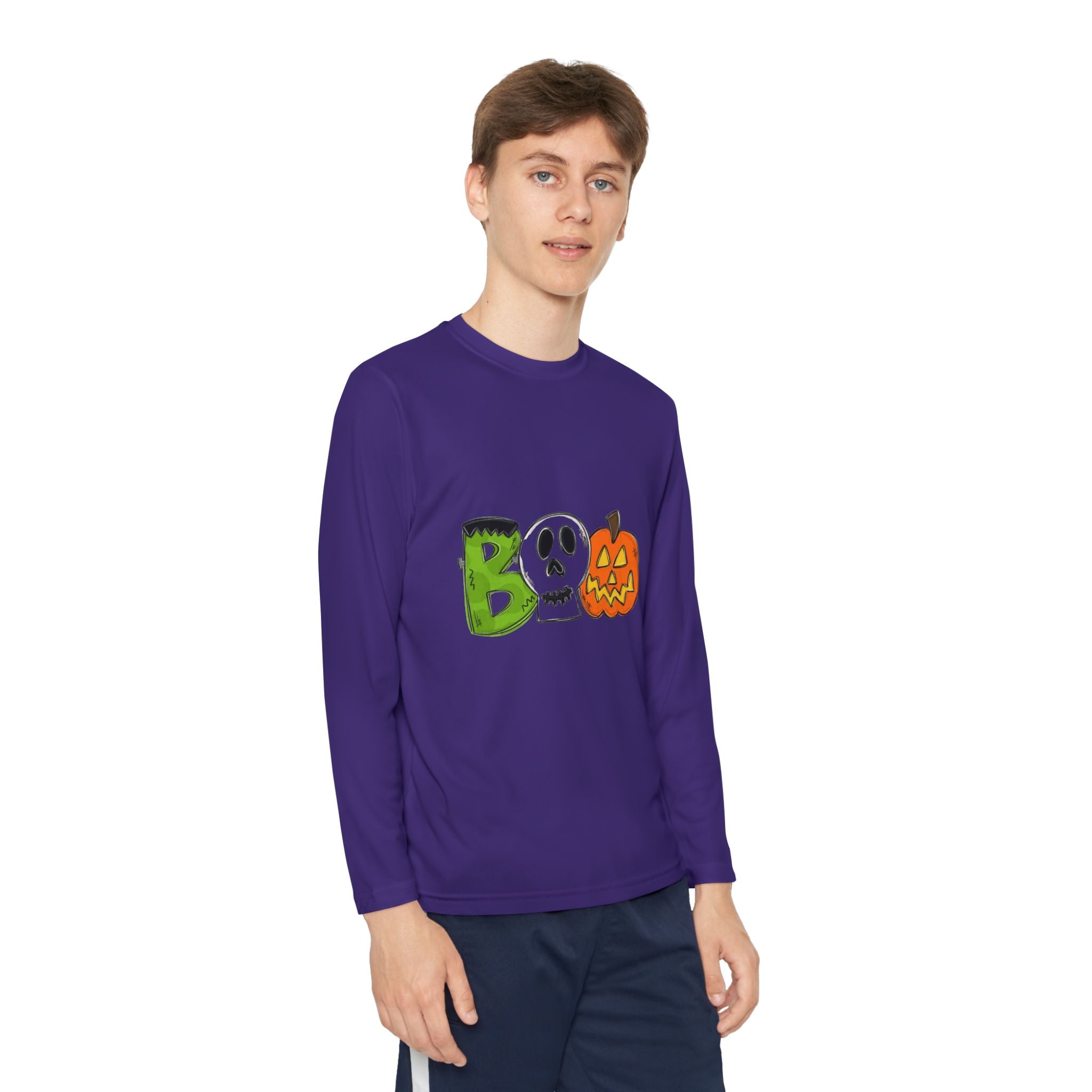 Youth Halloween Boo Long Sleeve Competitor T-Shirt