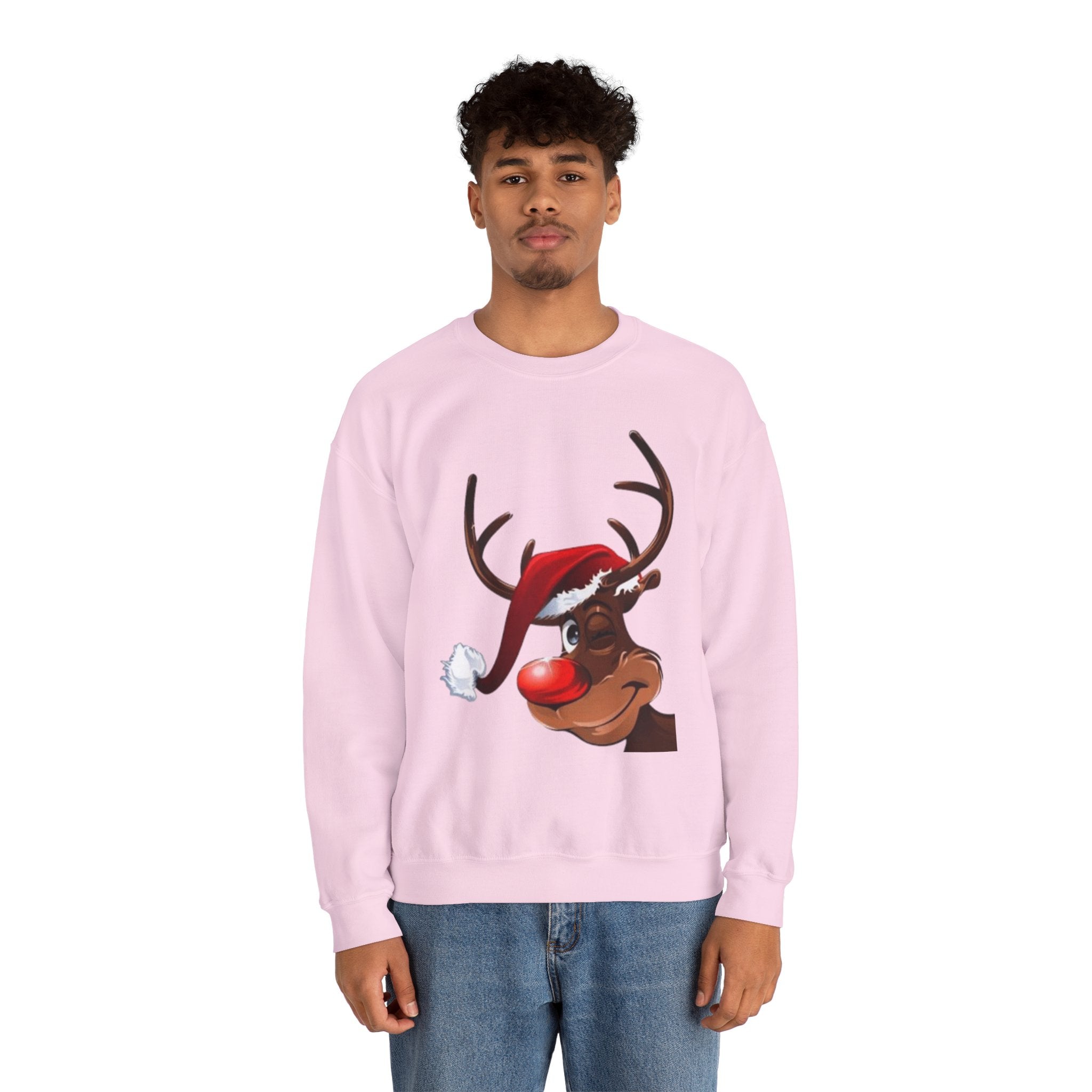 Festive Reindeer Unisex Heavy Blend™ Crewneck Sweatshirt