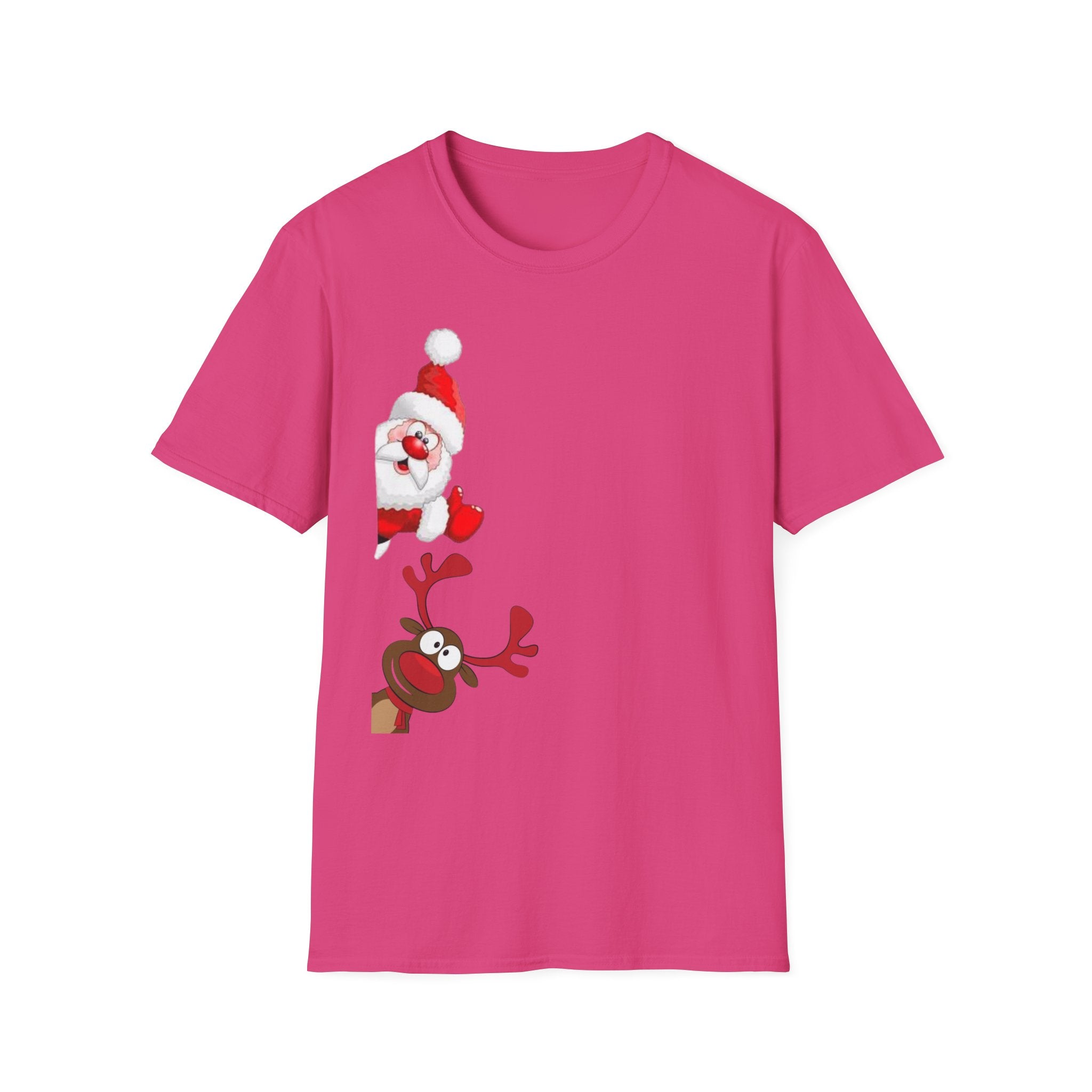 Christmas Santa and Reindeer Unisex Softstyle T-Shirt